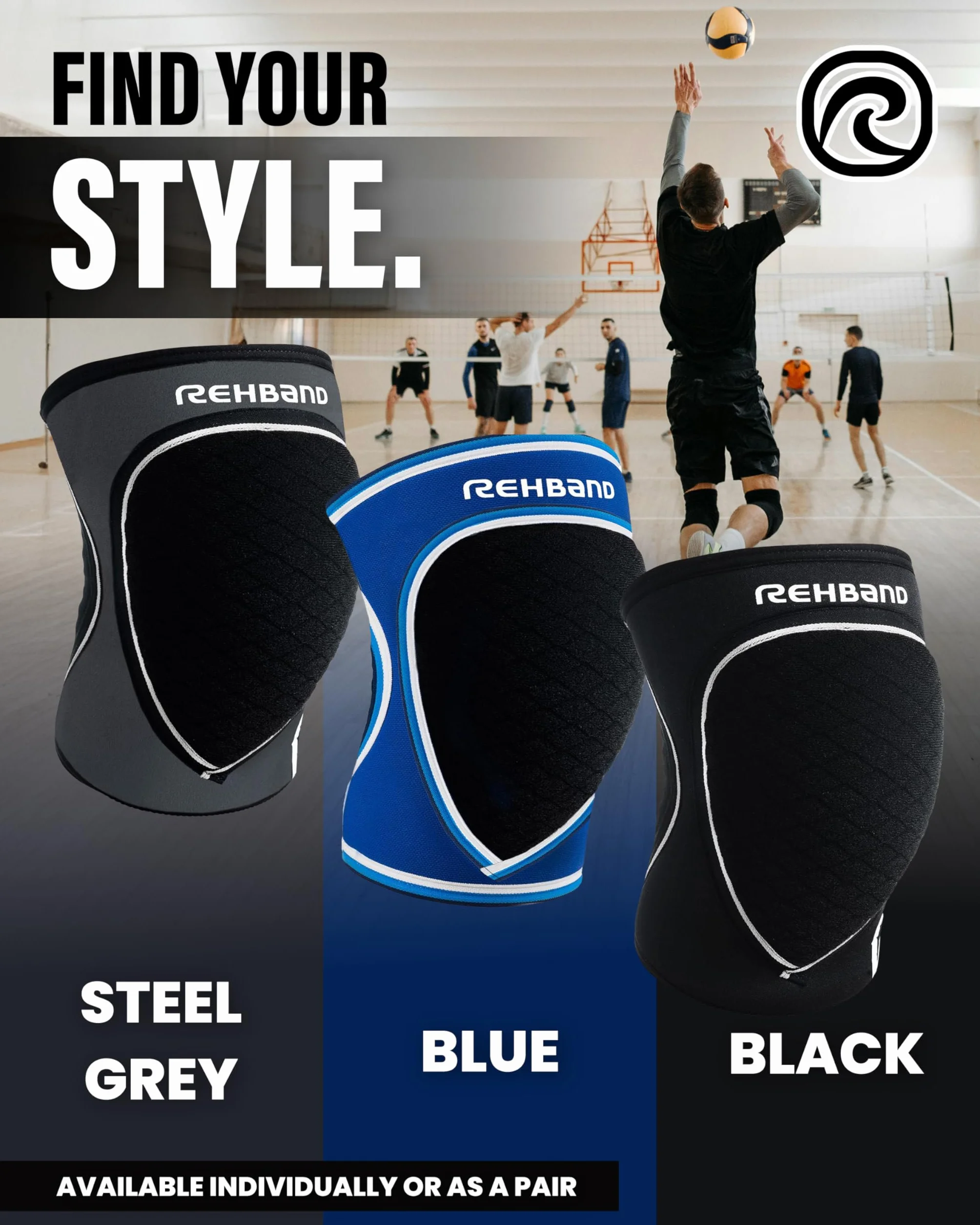 Rehband Genouillères Néoprène Handball Volley-ball Protection Genou Noir Taille S