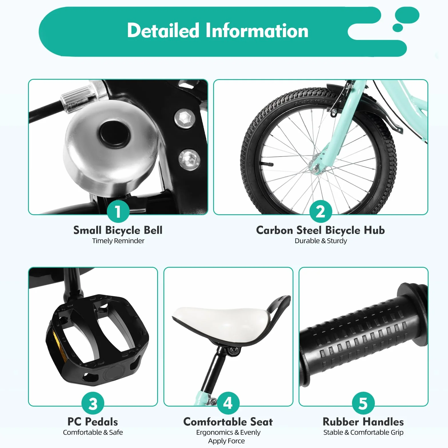 Vélo enfant 16 pouces avec stabilisateurs hauteur réglable