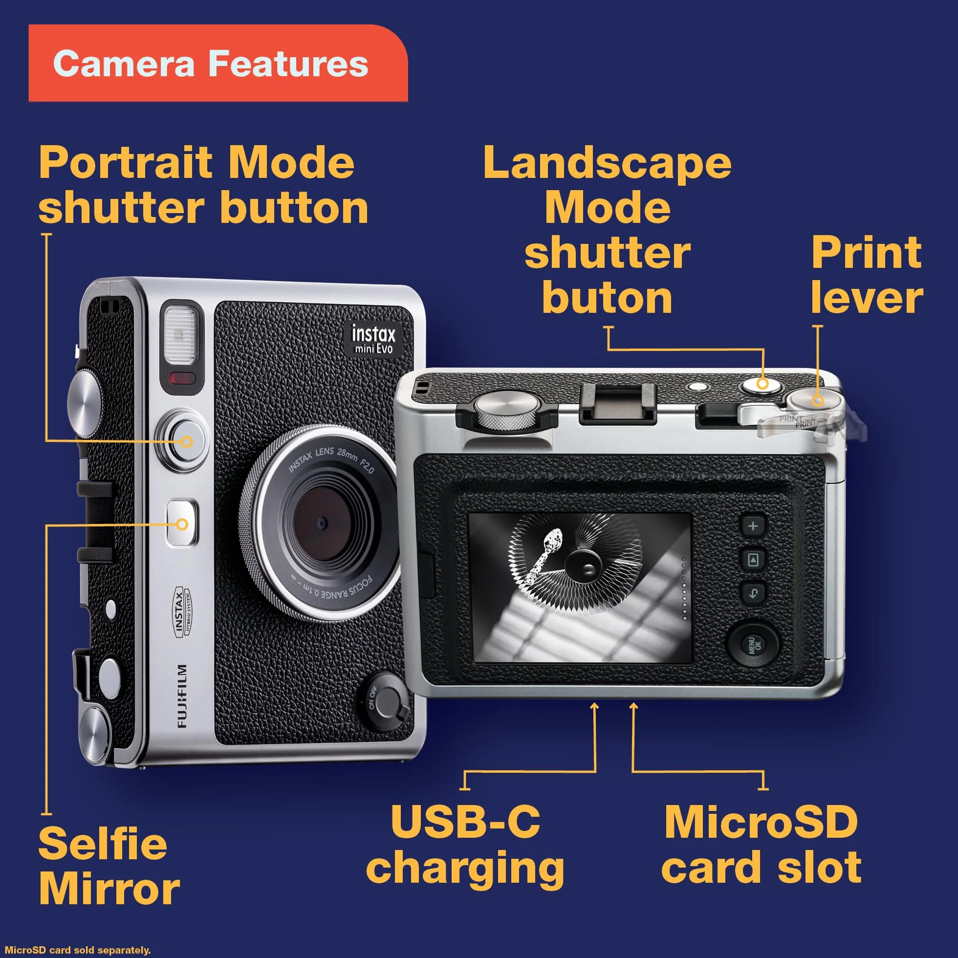 Fujifilm Instax Mini Evo Hybrid Appareil Photo instantané Marron