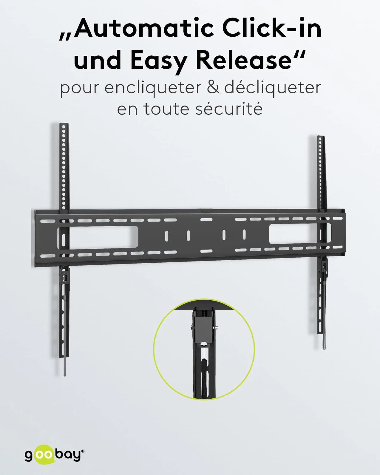 goobay Support TV Mural Fixe 43-100 Pouces 30,5 mm VESA 900x600 Charge Lourde Jusqu'à 75 kg - Pro FIXED XL - 49892