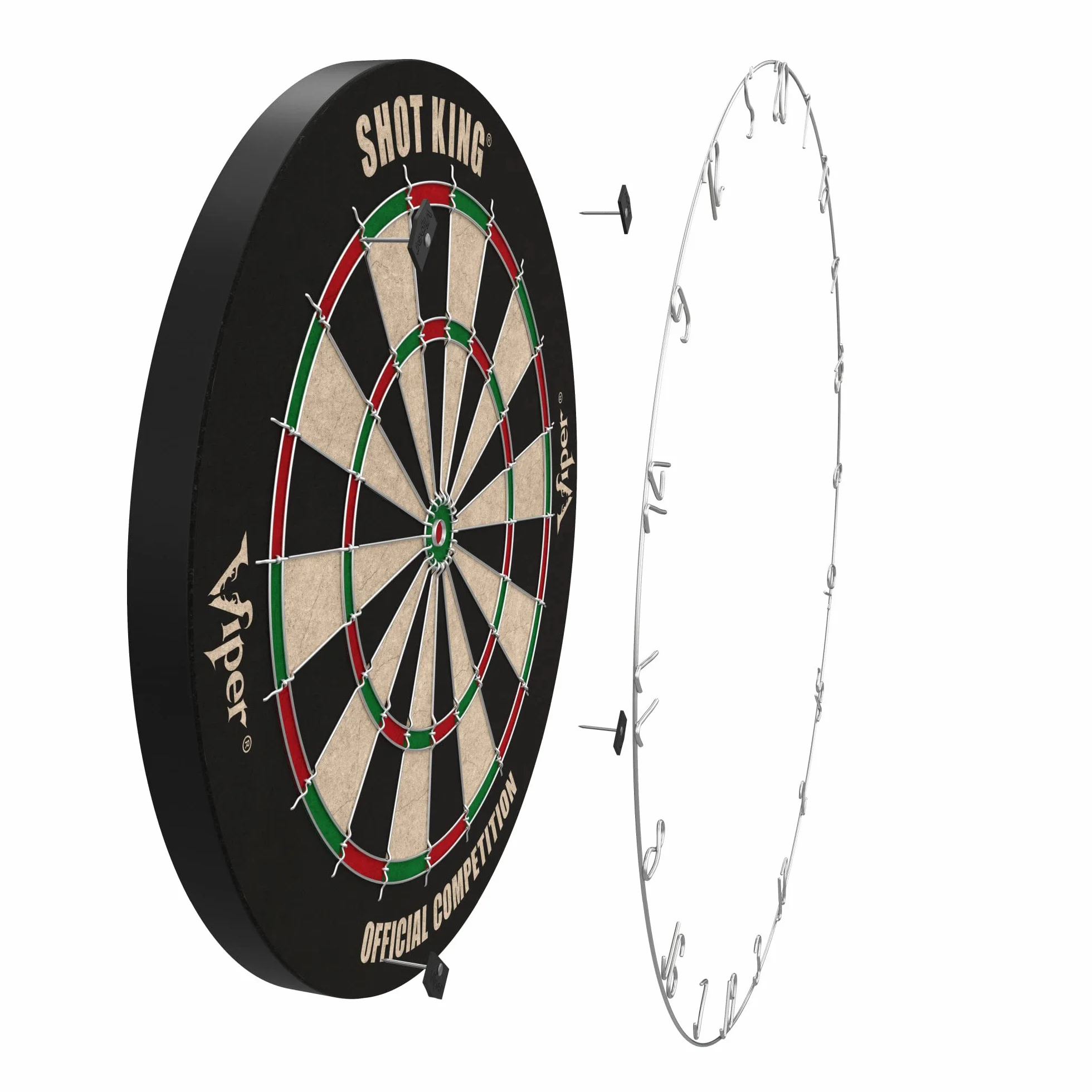 Shot King Jeu de fléchettes Acier Fil d'araignée Radial métal galvanisé 6 fléchettes Noir 45,1 cm