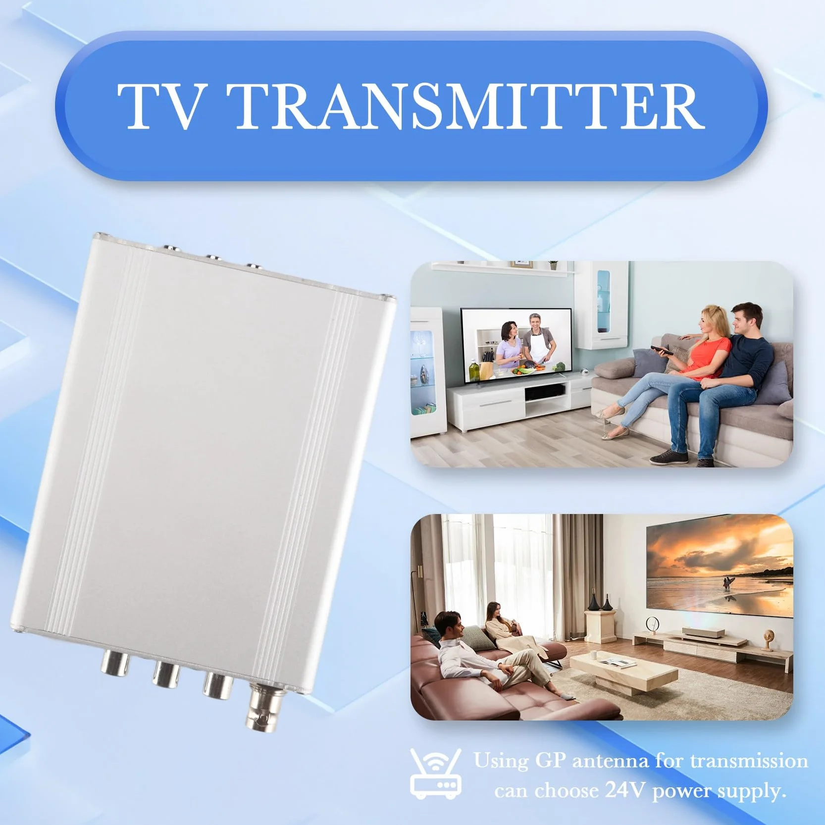 JANZU TV-TX200 Transmetteur TV Analogique VHF/UHF HD/AV avec Antenne Télescopique Prise UE