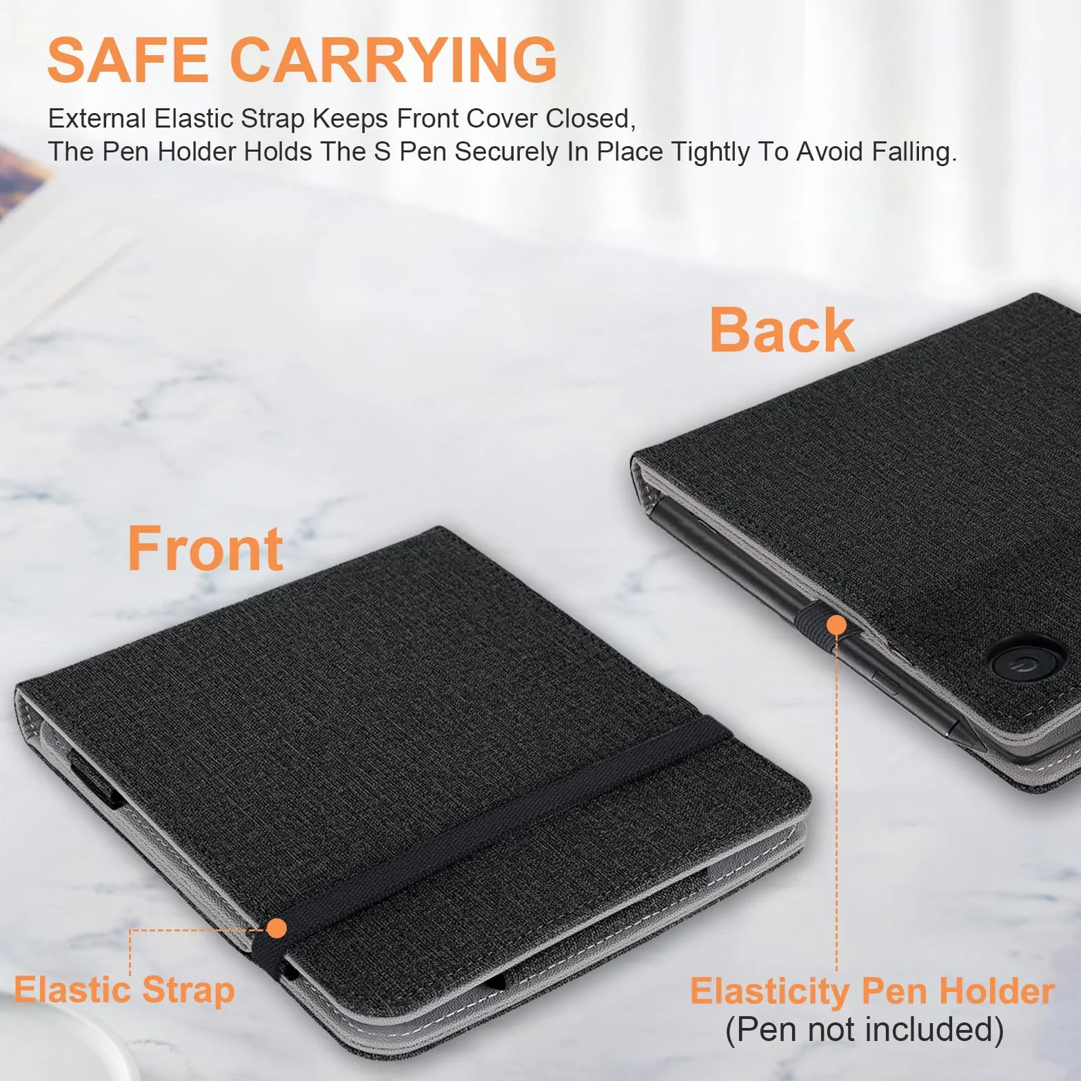 pour Kobo Libra Colour Étui avec Porte-Stylo,Sommeil Housse pour Kobo Libra 2 Coque avec Dragonne,Noir