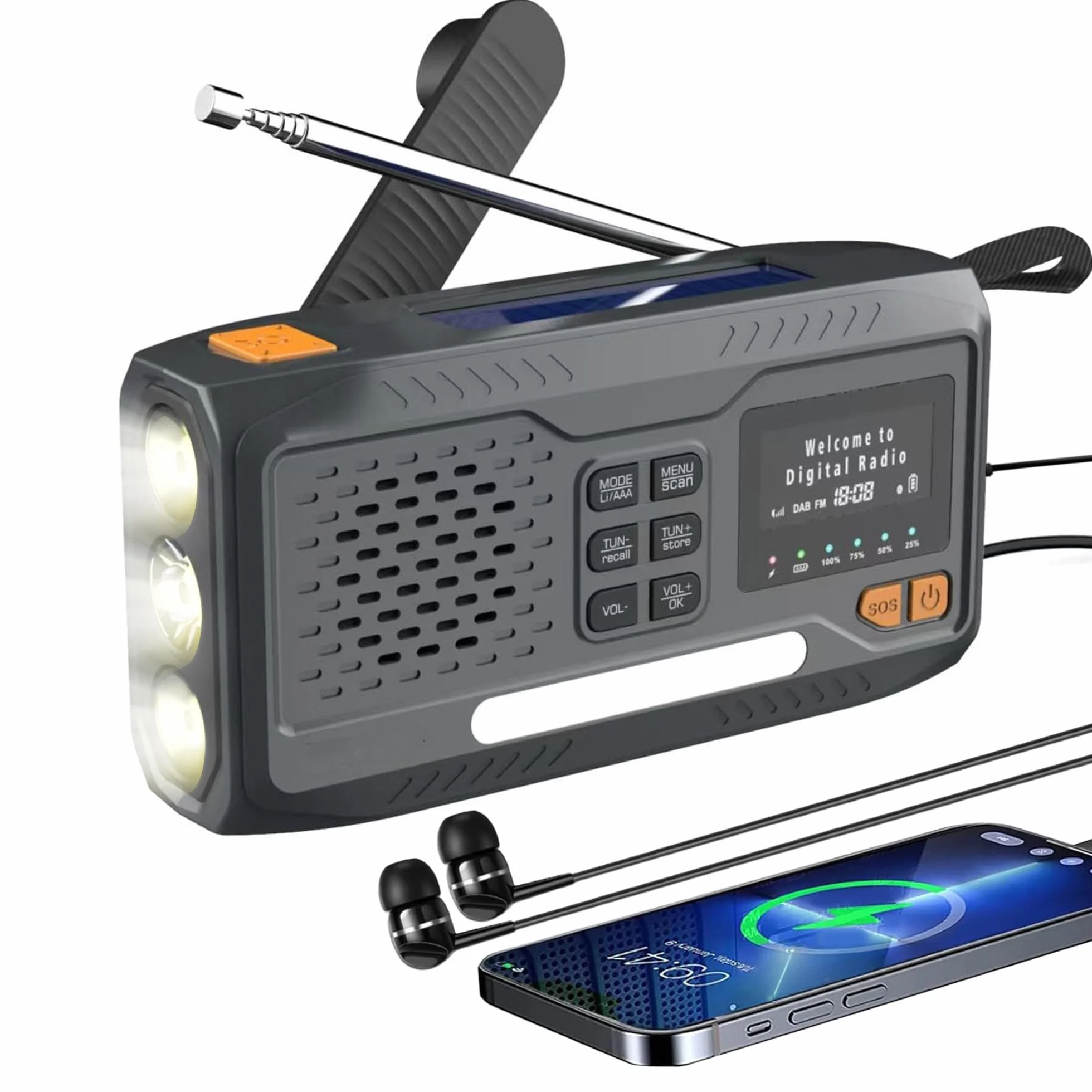 Radio Solaire Extralink 4500 mAh FM DAB Bluetooth LED SOS Camping