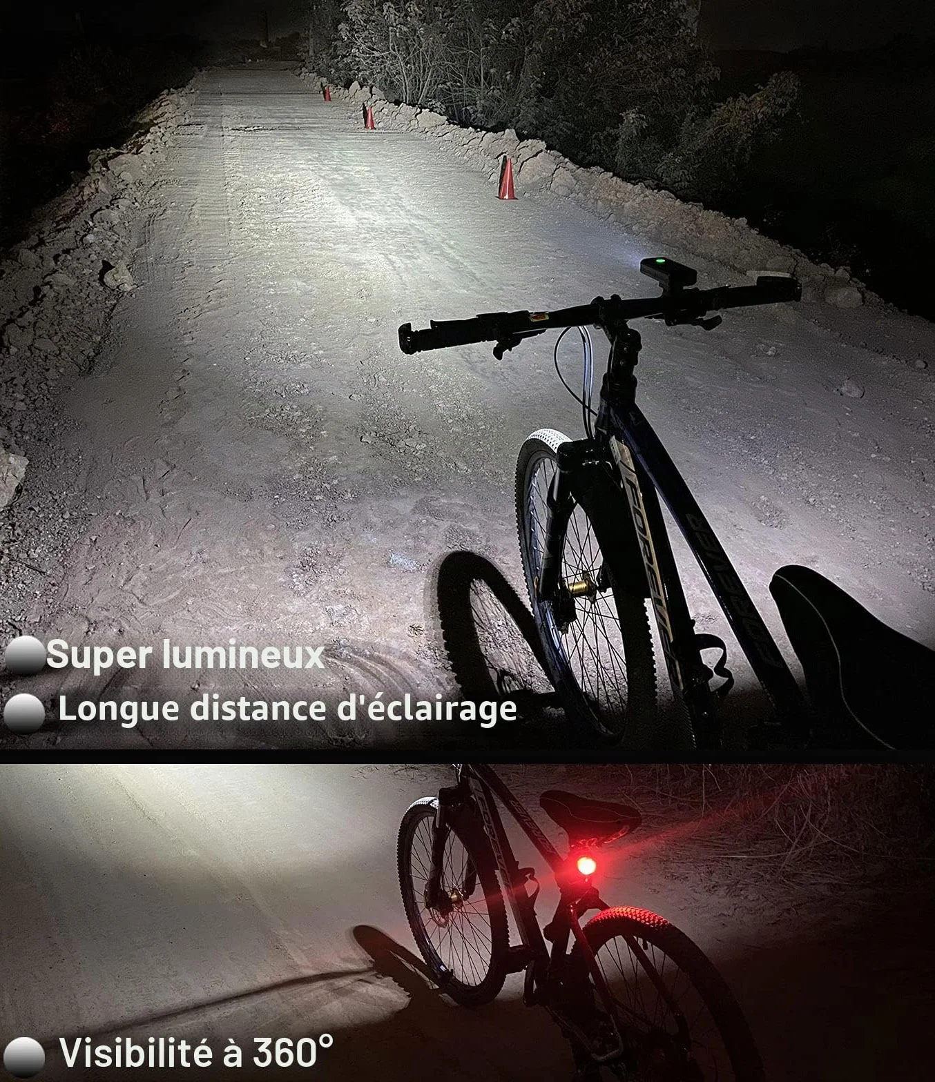 BIKIL Lumiere Velo 6400mah Lampe Velo Rechargeable USB C LED 2400 Lumens Etanche Phare VTT Course Cycliste