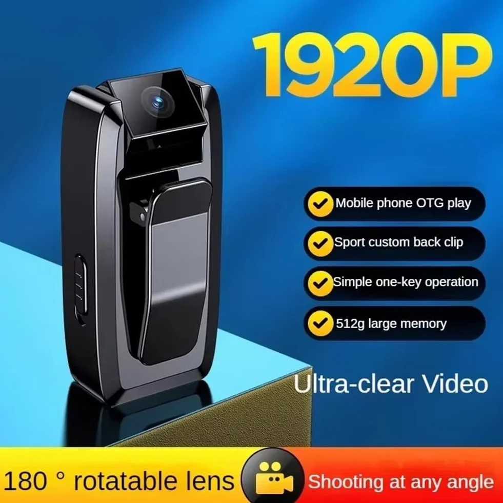 Mini Caméra Corporelle HD 1920P, Enregistreur Vidéo Numérique Portable, Petite Caméra Corporelle de Police, Caméscope Miniature, Caméra d'action