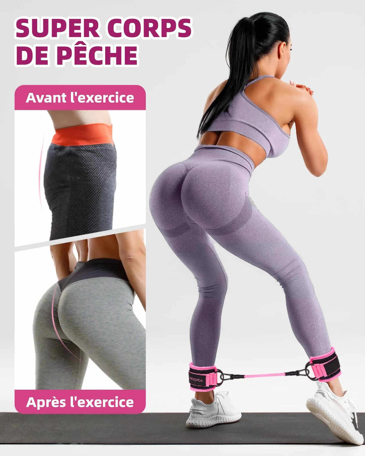 Kit Élastique Musculation 12 pièces Bandes de Résistance 5-40 lbs Sangles Cheville 10-30 lbs avec Sac