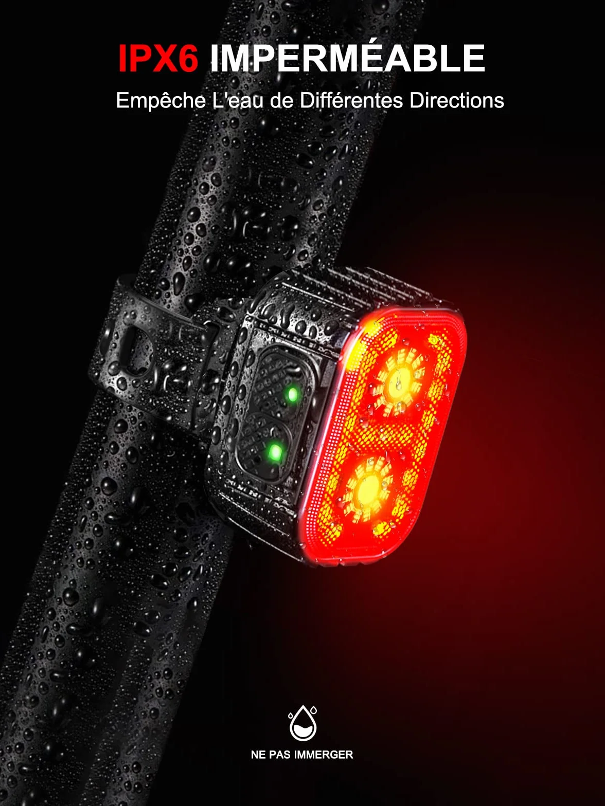 CIRYCASE Lampe Vélo LED Avant et Arrière 8+12 Modes IPX6 USB Rechargeable