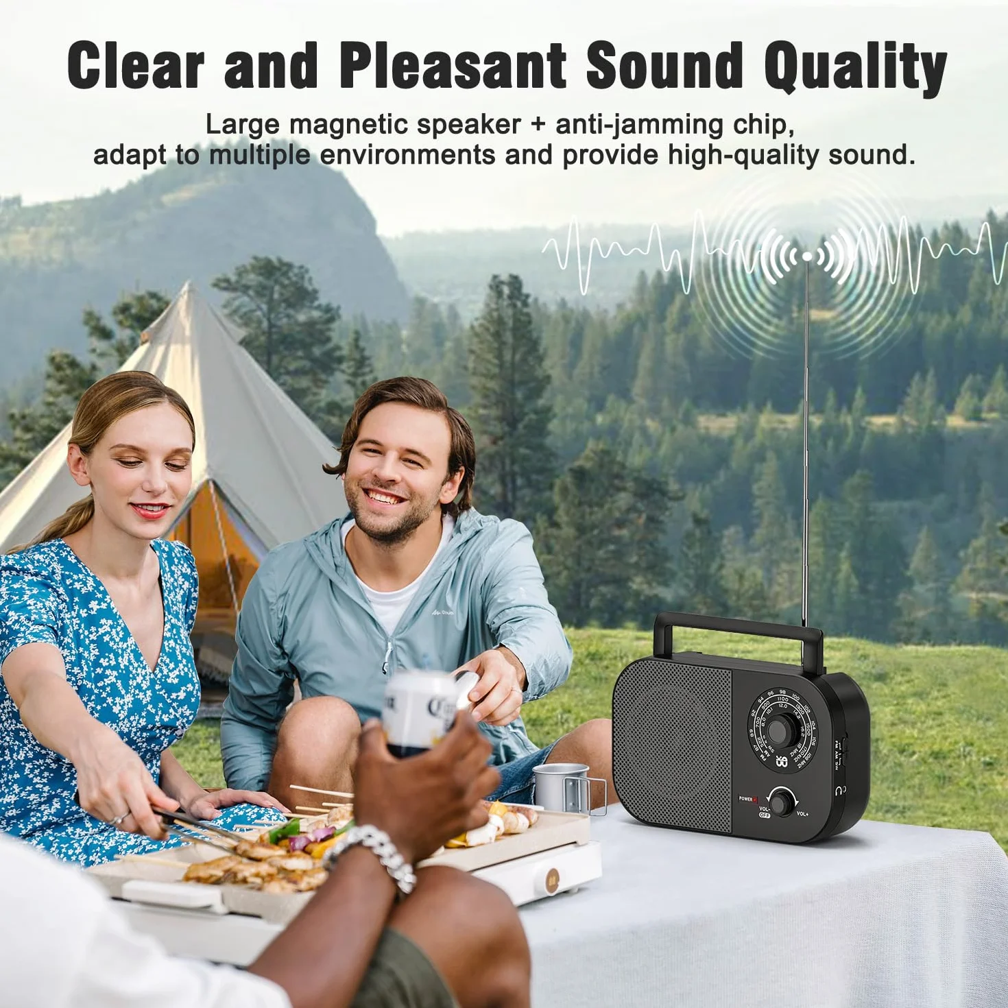 Radio Portable AM,FM,SW,FM Poste Radio Portable,Alimentée Secteur et la Batterie pour Une Réception,Haut-Parleur Intégré et Prise Casque Une Utilisation à la Maison/Extérieur/Camping/Urgence（Noir）