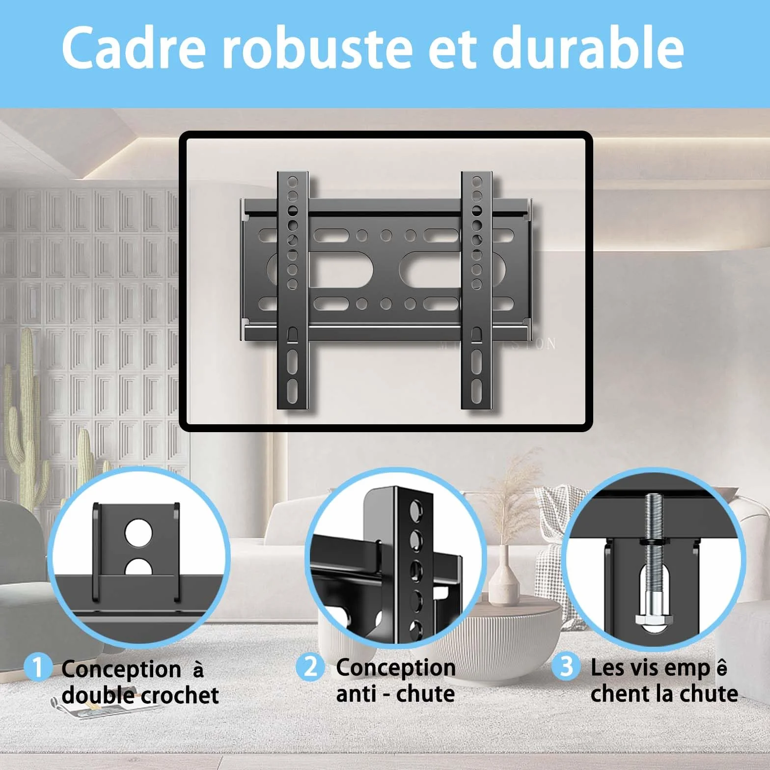 Support Mural TV Fixe pour 14-42 Pouces,VESA jusqu'à 200x200mm Poids Maximal 25KG, 19 24 27 32 37 Pouces Petit écran de télévision Ultra - Mince Support Mural pour Moniteur,Support Mural TV