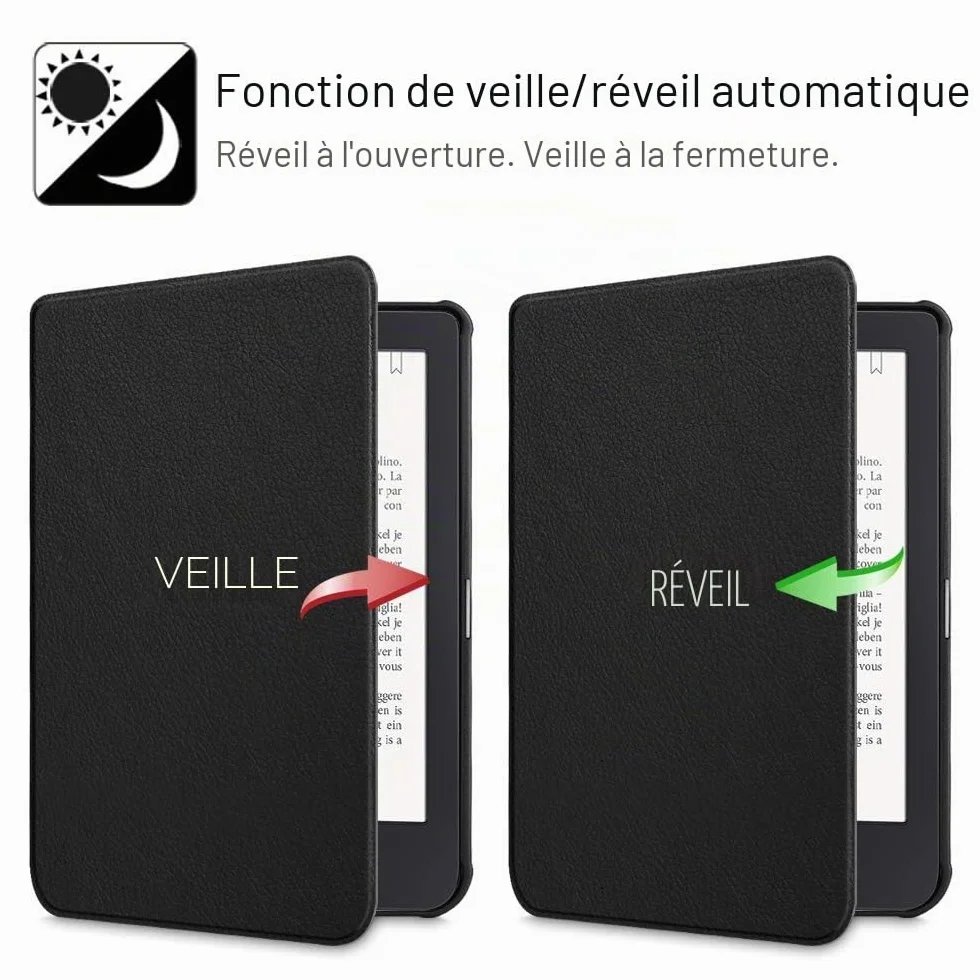 FINTIE Étui pour Kobo Clara HD 6 Pouces 2018 (Numéro de Modèle: N249) - Housse Fine et Légère Coque Fermeture Magnétique Fonction Réveil/Sommeil Automatique, Noir
