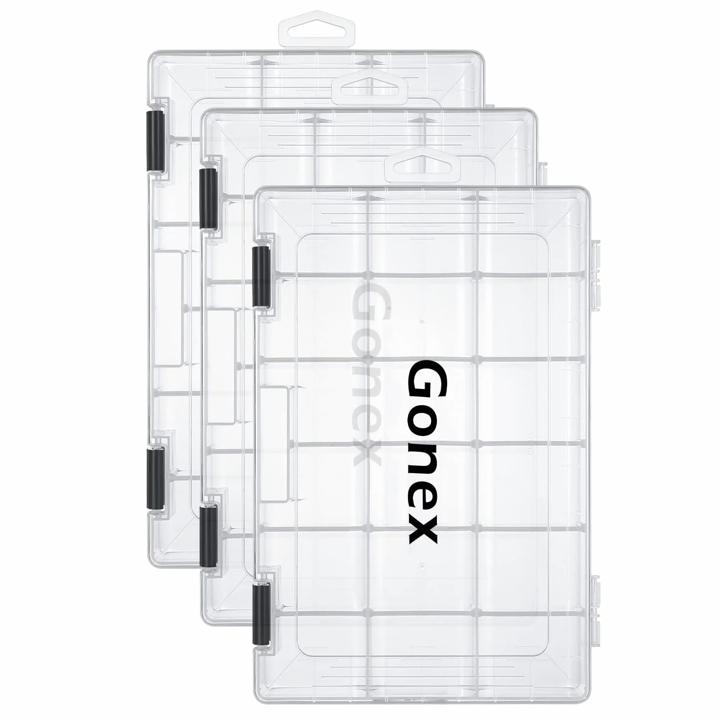 Gonex boîtes à appâts de pêche en plastique transparent avec séparateurs réglables
