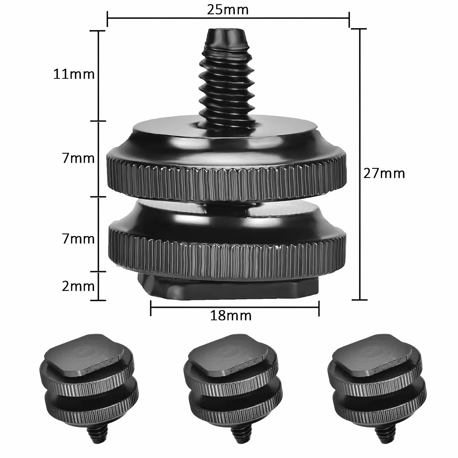 3 Pièces Adaptateur Griffe Camera, Daptateur Hot Shoe, Vis d'adaptation, Filetage 1/4", Vis de trépied 1/4", pour Microphone, Flashs,Moniteur, Appareils Photo, Caméscopes
