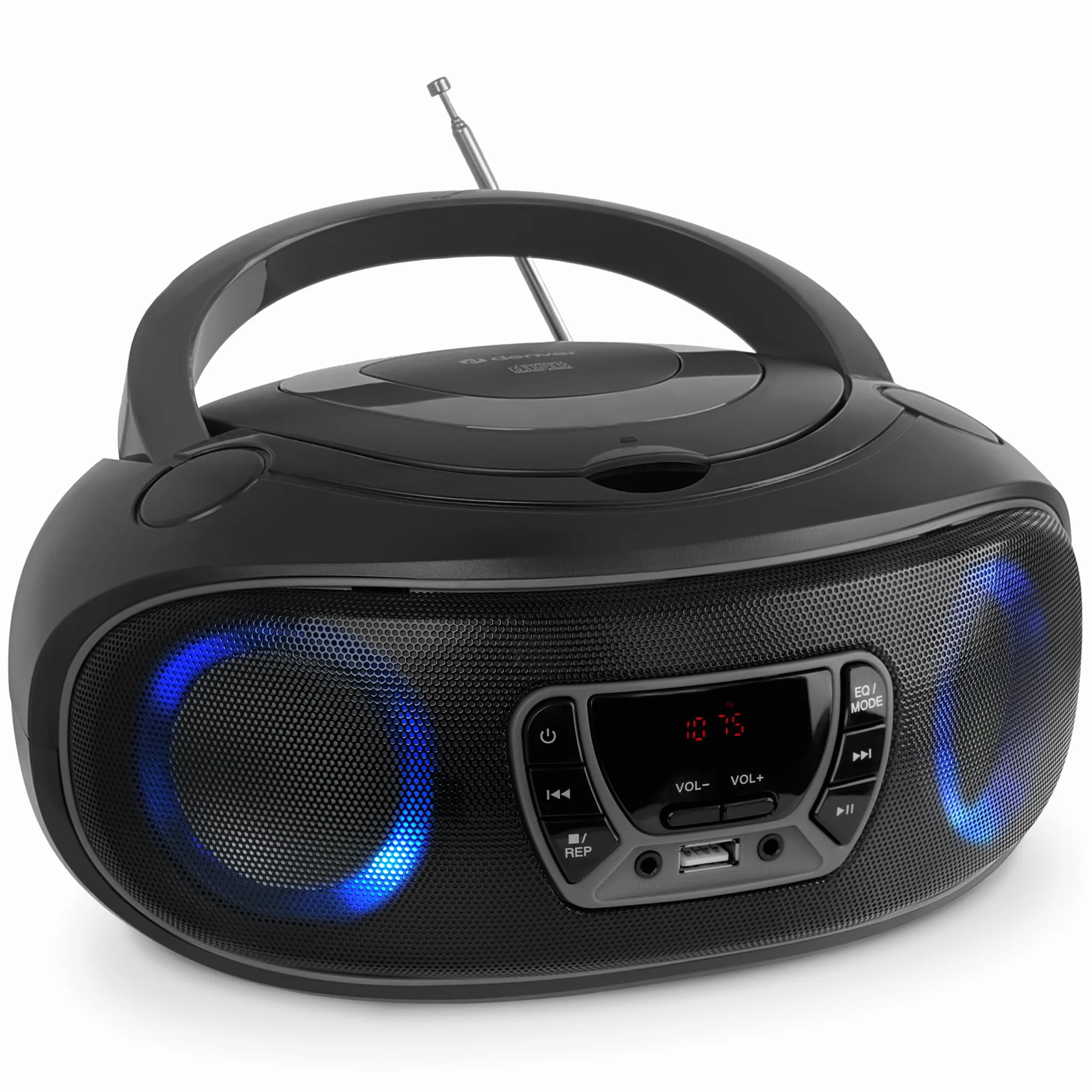 Denver TCL-212BTGR Boombox CD Bluetooth Radio FM USB MP3 AUX Gris