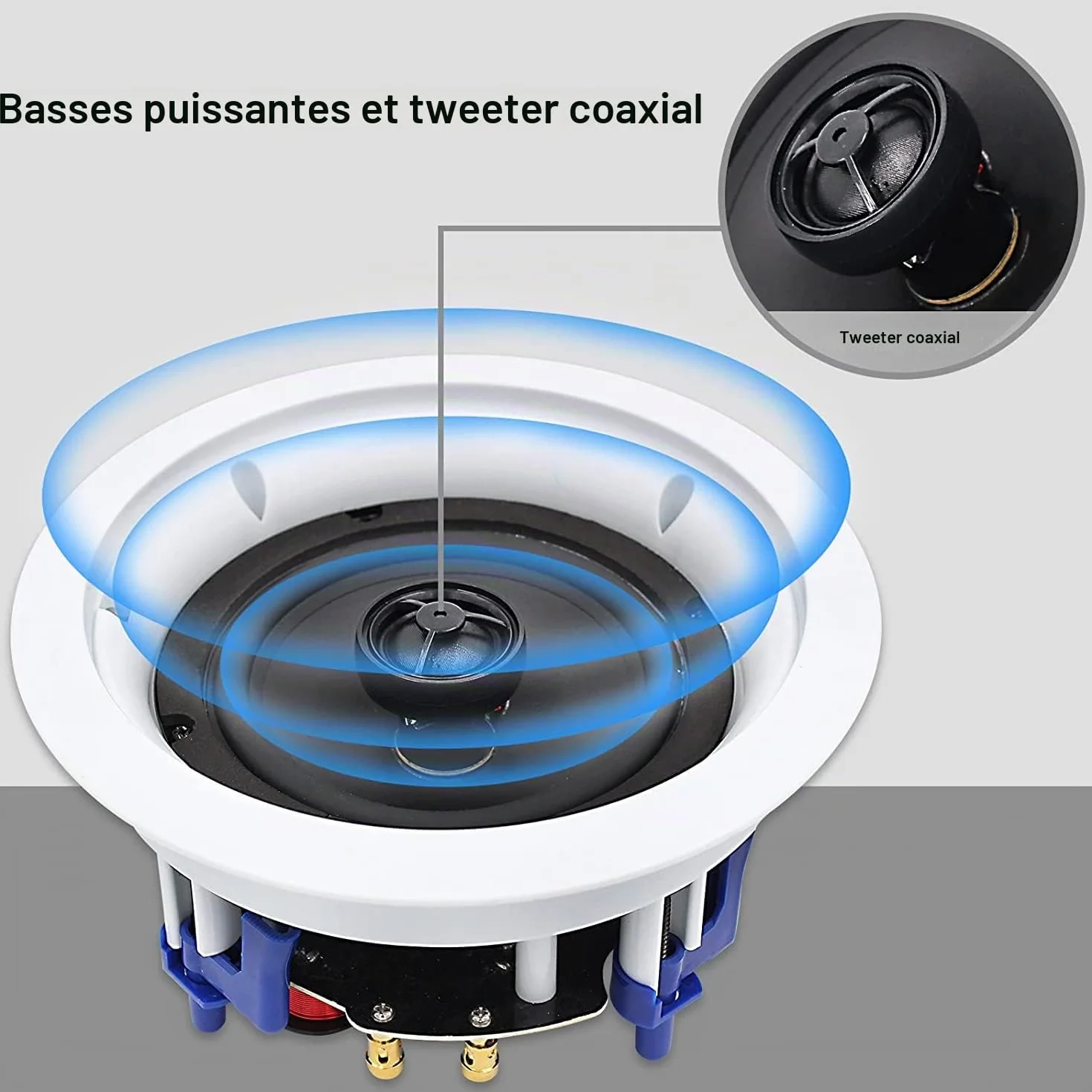 Herdio 5,25 Pouces 600 Watts Bluetooth Enceinte Encastrable Plafond 4 Haut-parleurs