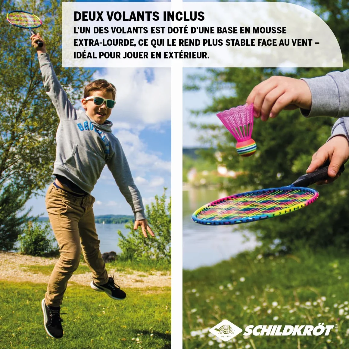Schildkröt Set de Badminton Junior 2 Raquettes 45,5 cm 2 Volants Housse