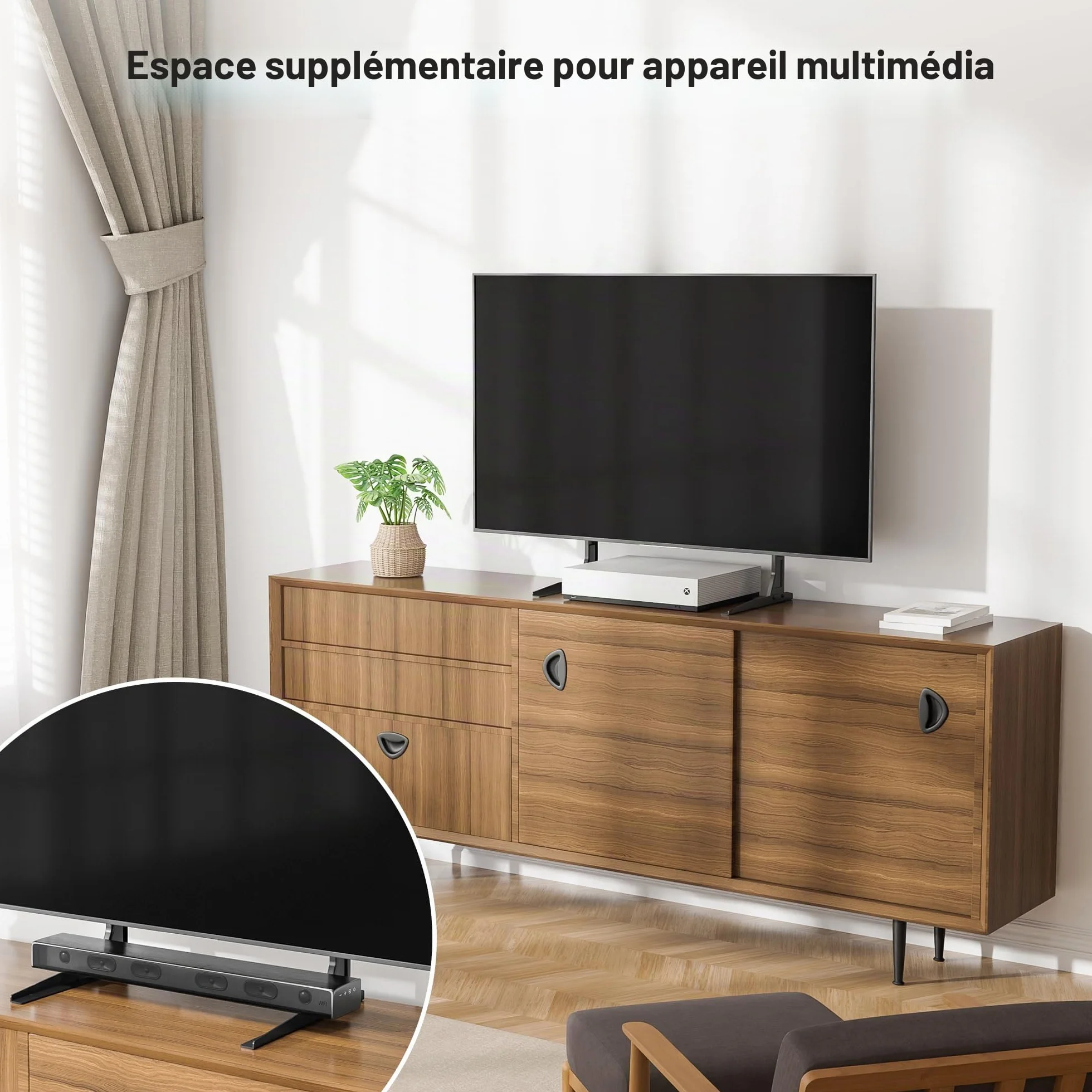 BONTEC Support TV sur Pied pour Téléviseurs 22-65 Pouces, Pied TV Universel avec Hauteur Ajustable, Capacité de Charge 50kg, Design Stable et Durable, Max. VESA 800x400mm