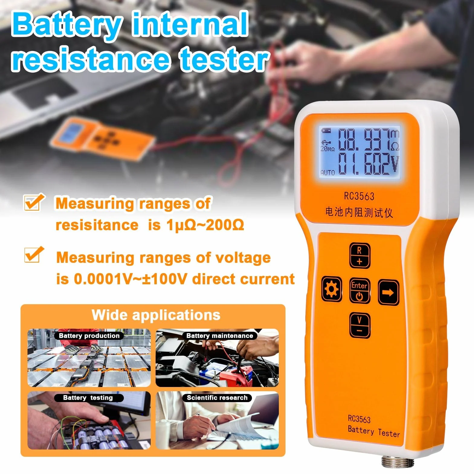 Testeur de résistance interne de batterie 200Ω 100V haute précision quatre fils lithium plomb-acide