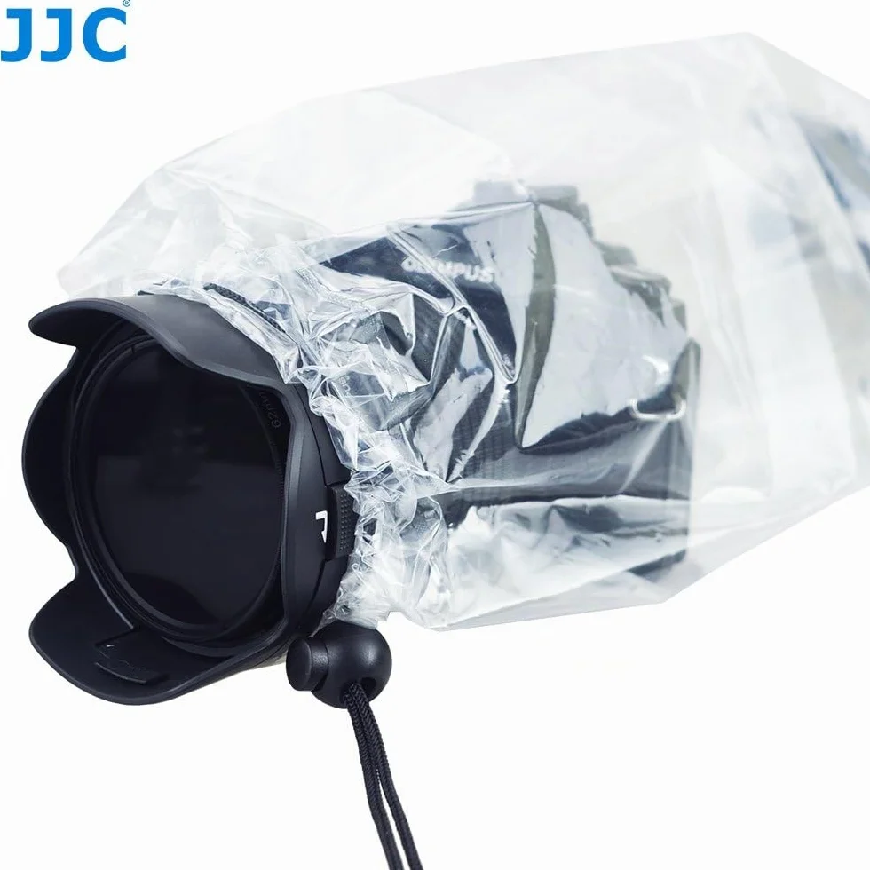 (2 Pack) JJC Housses de Pluie Jetables, Caméra Couverture Housse de Protection pour Appareil Photo Reflex Numérique sans Miroir Transparent