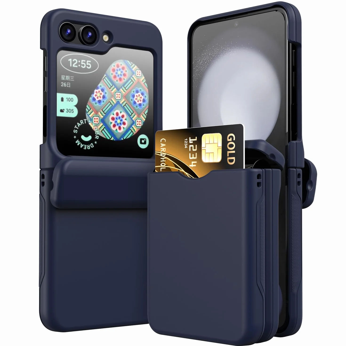 TECHGEAR Coque Samsung Galaxy Z Flip 6 avec porte-cartes Protection robuste Bleu