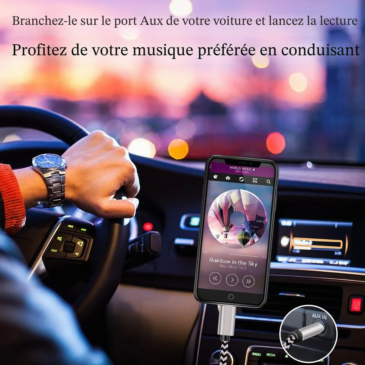 Câble auxiliaire Lightning Jack 3.5mm pour iPhone 14/13/12/X/11/8/7 Pro Max Voiture Audio