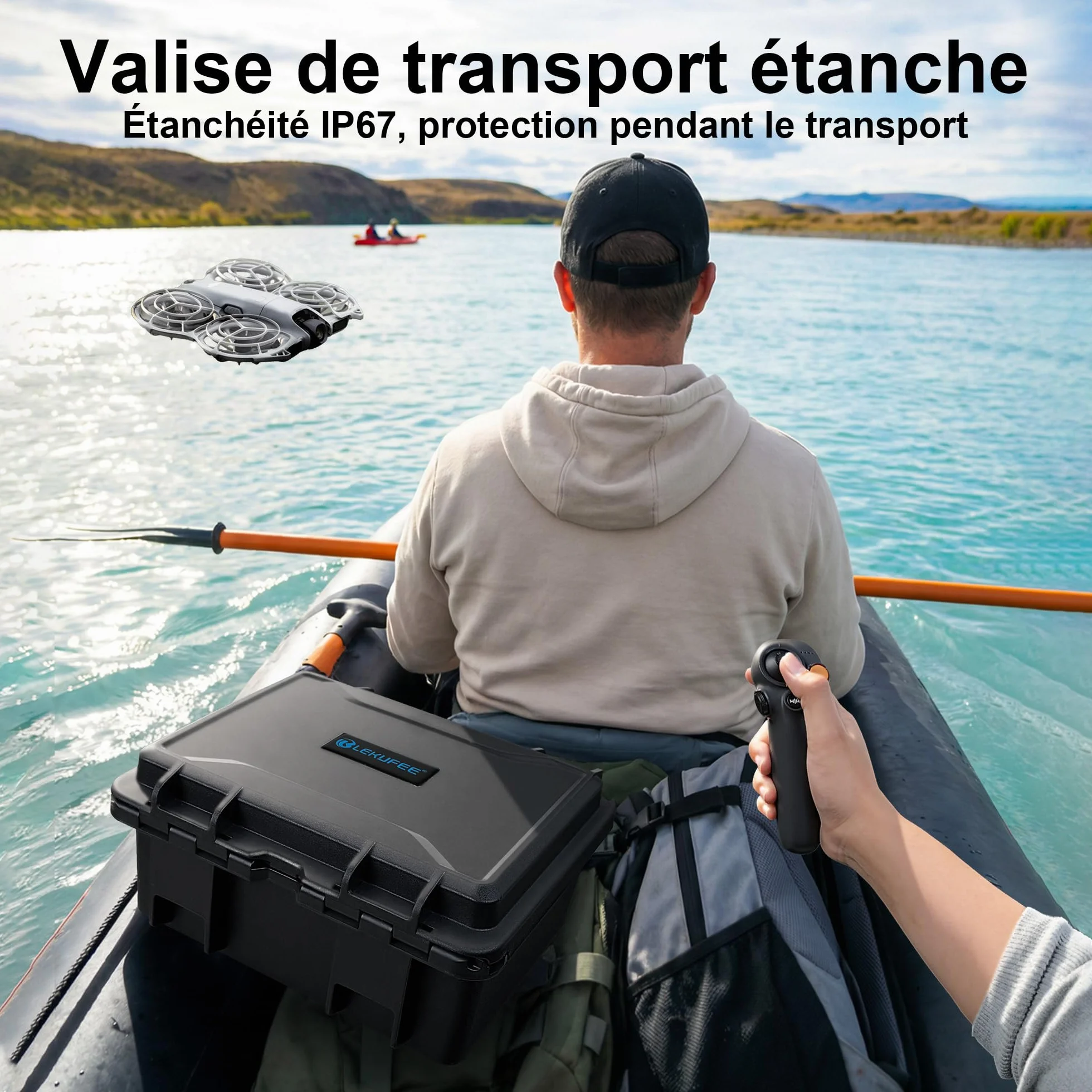 LEKUFEE Valise de Transport Rigide et Étanche pour Drone DJI Neo 2,Bundle Motion Fly More,DJI RC 2, RC N3, Goggles N3/3, RC Motion 3 et Accessoires (étui Uniquement)