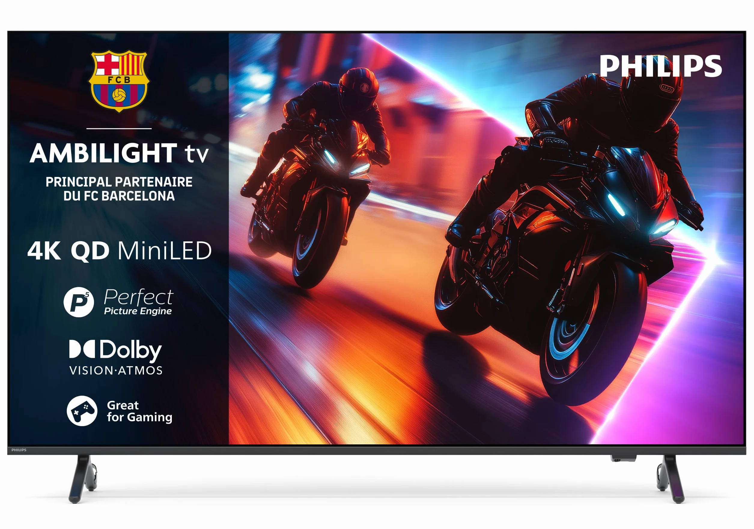 PHILIPS Ambilight 55MLED910 'The Xtra' Mini LED 4K Smart TV - Écran 55 Pouces avec P5 Perfect Picture Engine Ultra HD, Titan OS, Dolby Vision et Son Dolby Atmos