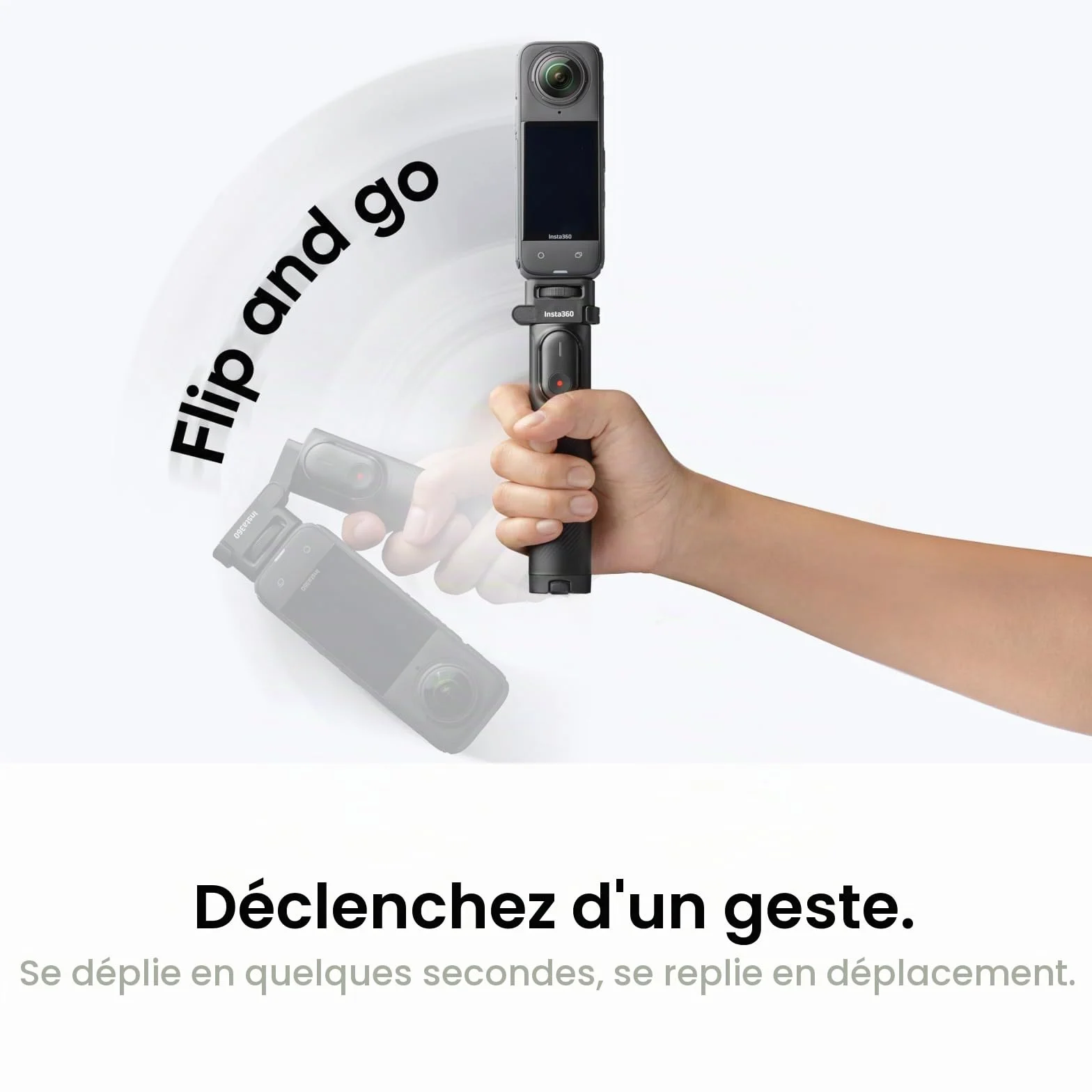 Insta360 Kit télécommande et Perche à Selfie Rabattable 2-en-1, Perche Invisible et Mini télécommande, Compatible camérasX5, X4, X3 (Fixation 1/4").