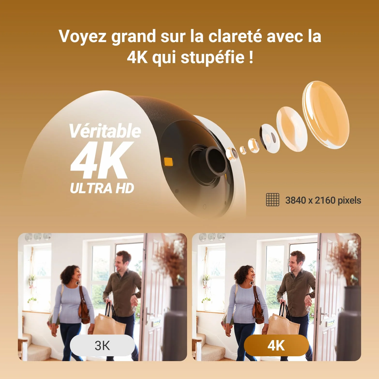 EZVIZ C6N G1 4K Caméra Surveillance WiFi Intérieure 360° Vision Nocturne Couleur WDR