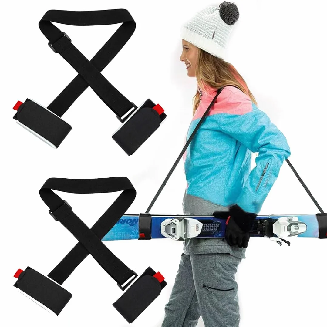 Sangles Porte-Skis Réglable Bandoulière de Ski Attache Ski Scratch Transport Poignets de Skis Rangement à ski