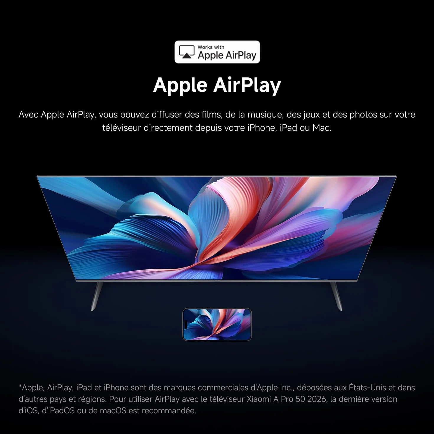 XIAOMI TV A Pro 50 127 cm 50 Pouces 4K UHD QLED Smart TV Google TV HDR10 Game Boost 120Hz MEMC 2Go+8Go