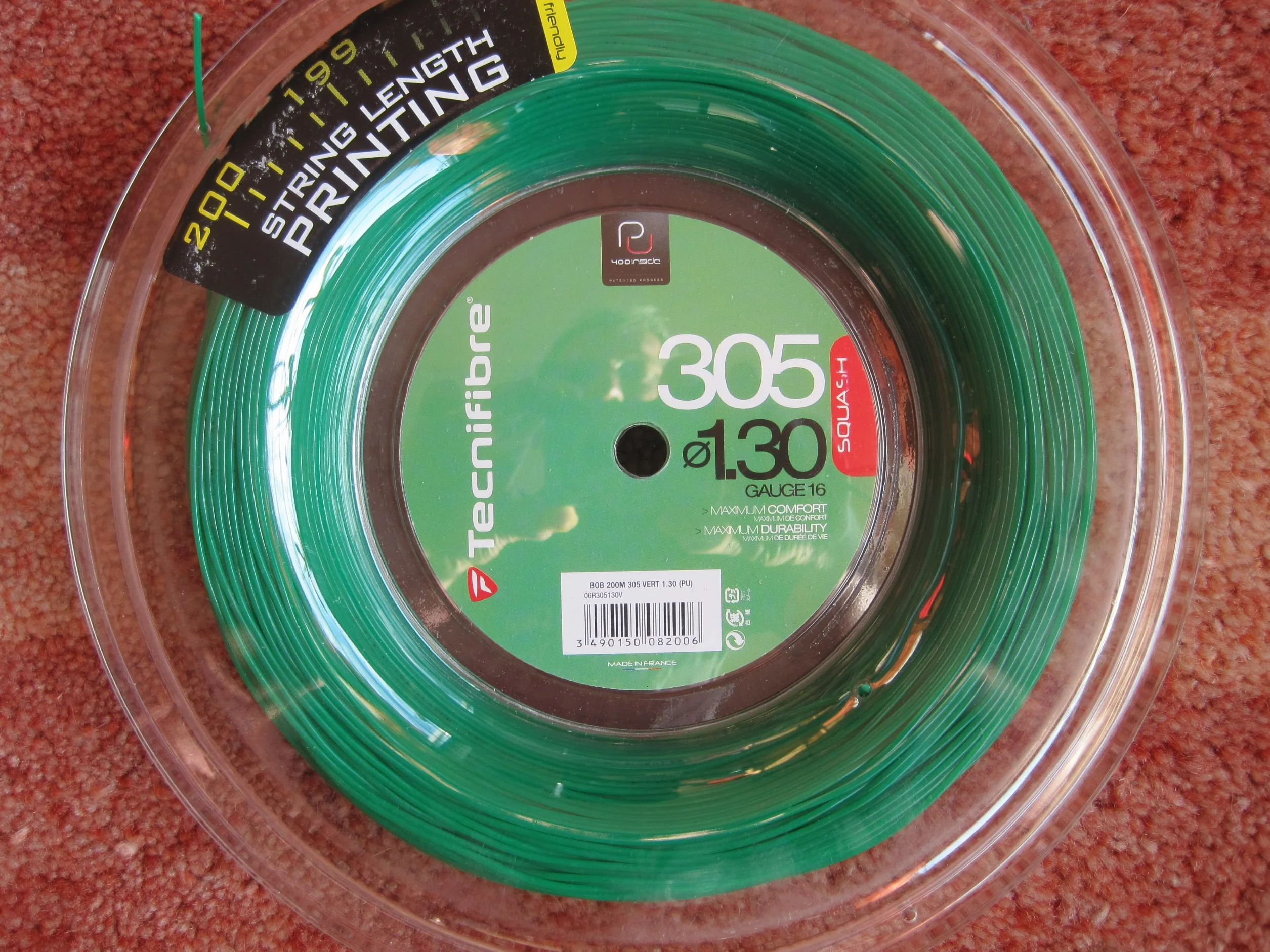 Tecnifibre 305 Premium Vert Corde de squash Bobine 200 m