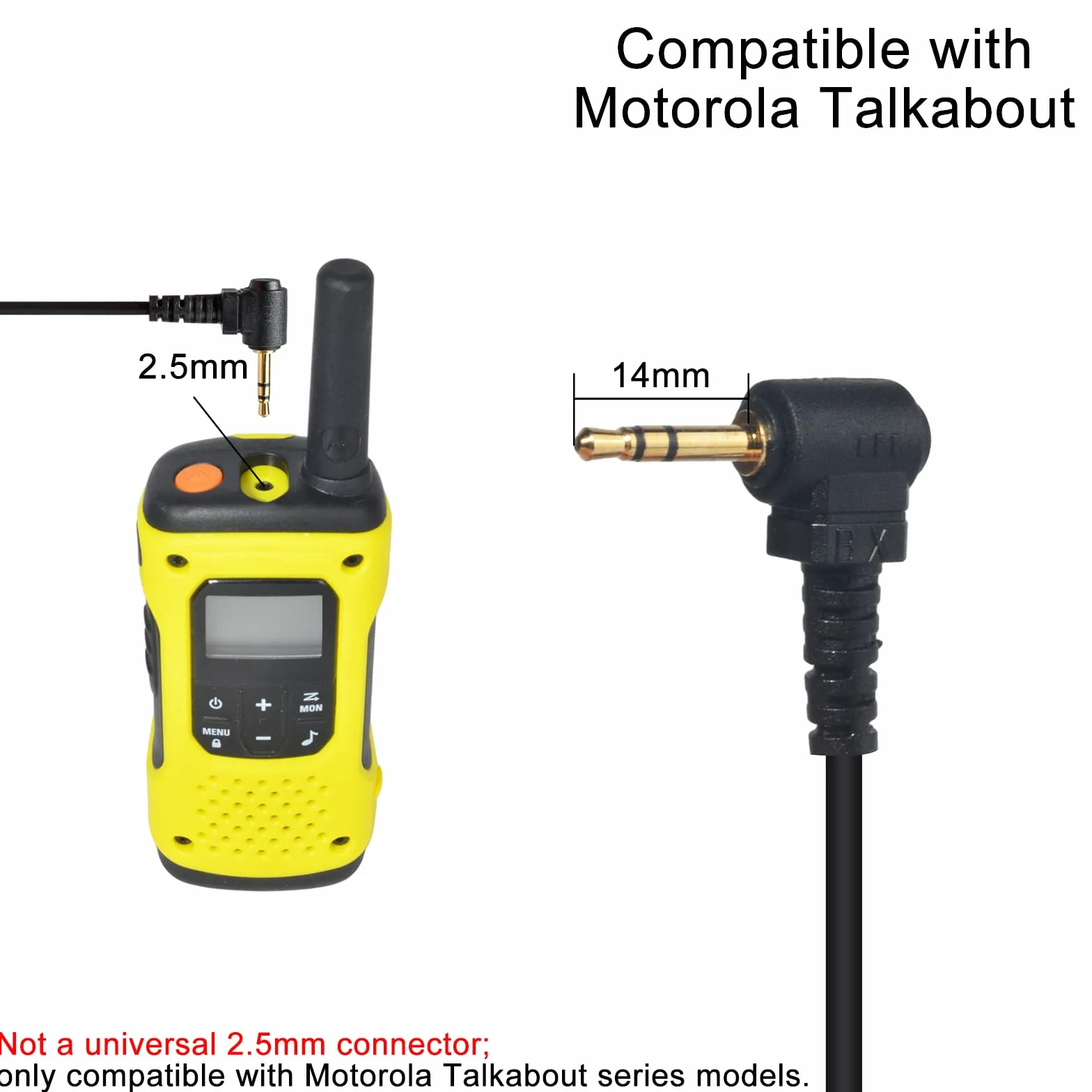 Oreillette Mono PTT pour Talkie-Walkie, Casque en Forme de G, Compatible avec Motorola Talkabout TLKR T62, T82, T82 Extreme, T92 H2O Radios Bidirectionnelles