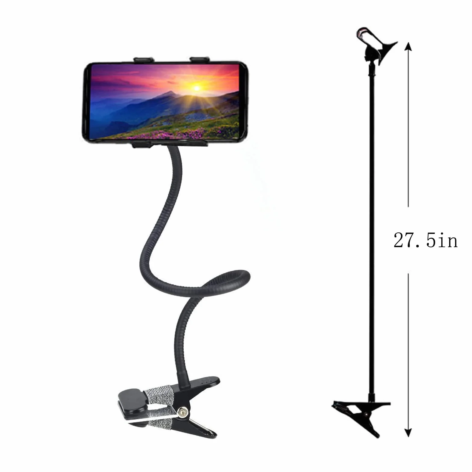 Universelle Lit Support Telephone Bureau - Support Téléphone avec Bras Réglable Rotation 360° , Flexible Col de Cygne Bras Long Rotation Téléphone Portable pour tous les smartphones de 4 à 6,8"
