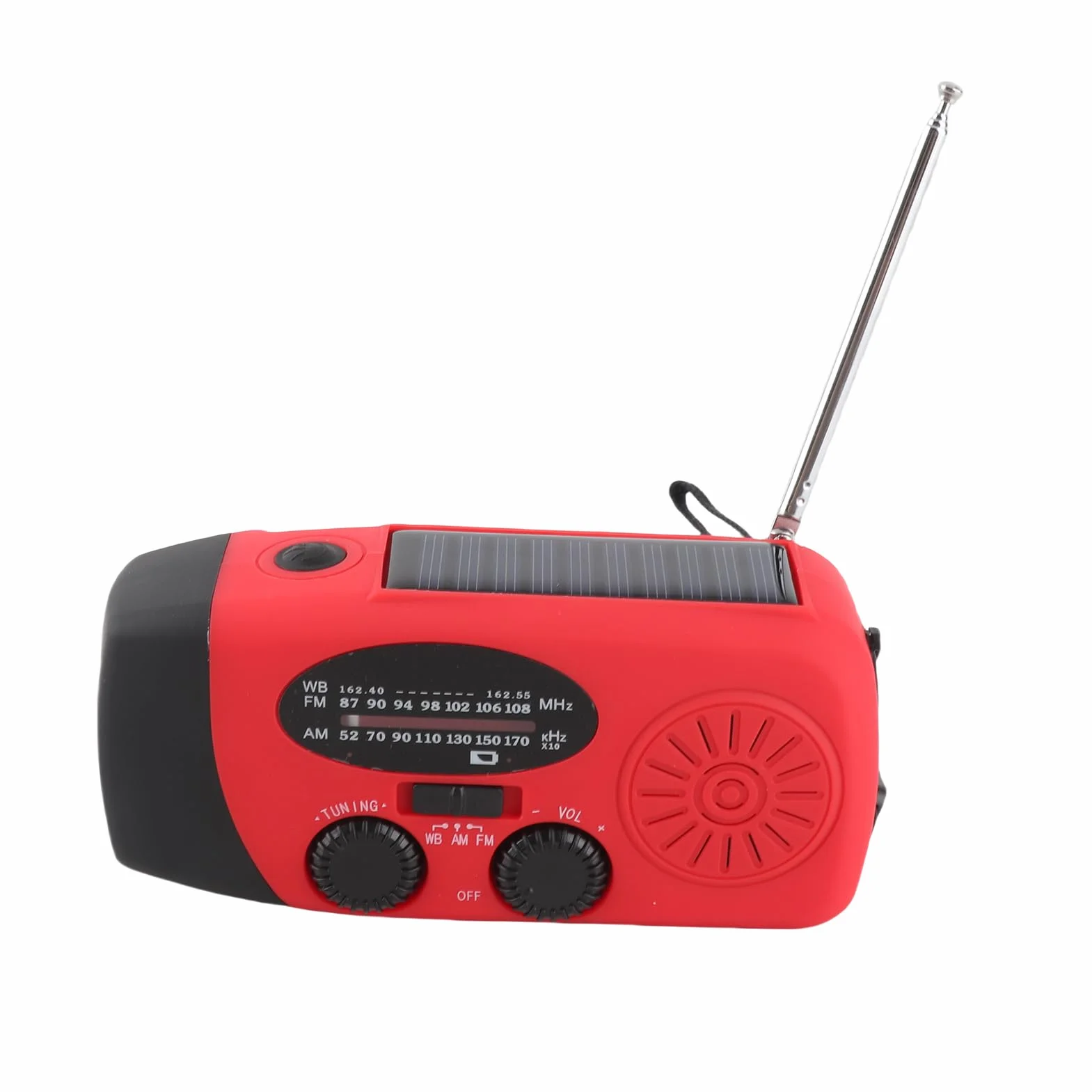 Radio solaire d'urgence FM/AM/NOAA avec lampe de poche 3 LED et batterie externe 1000 mAh