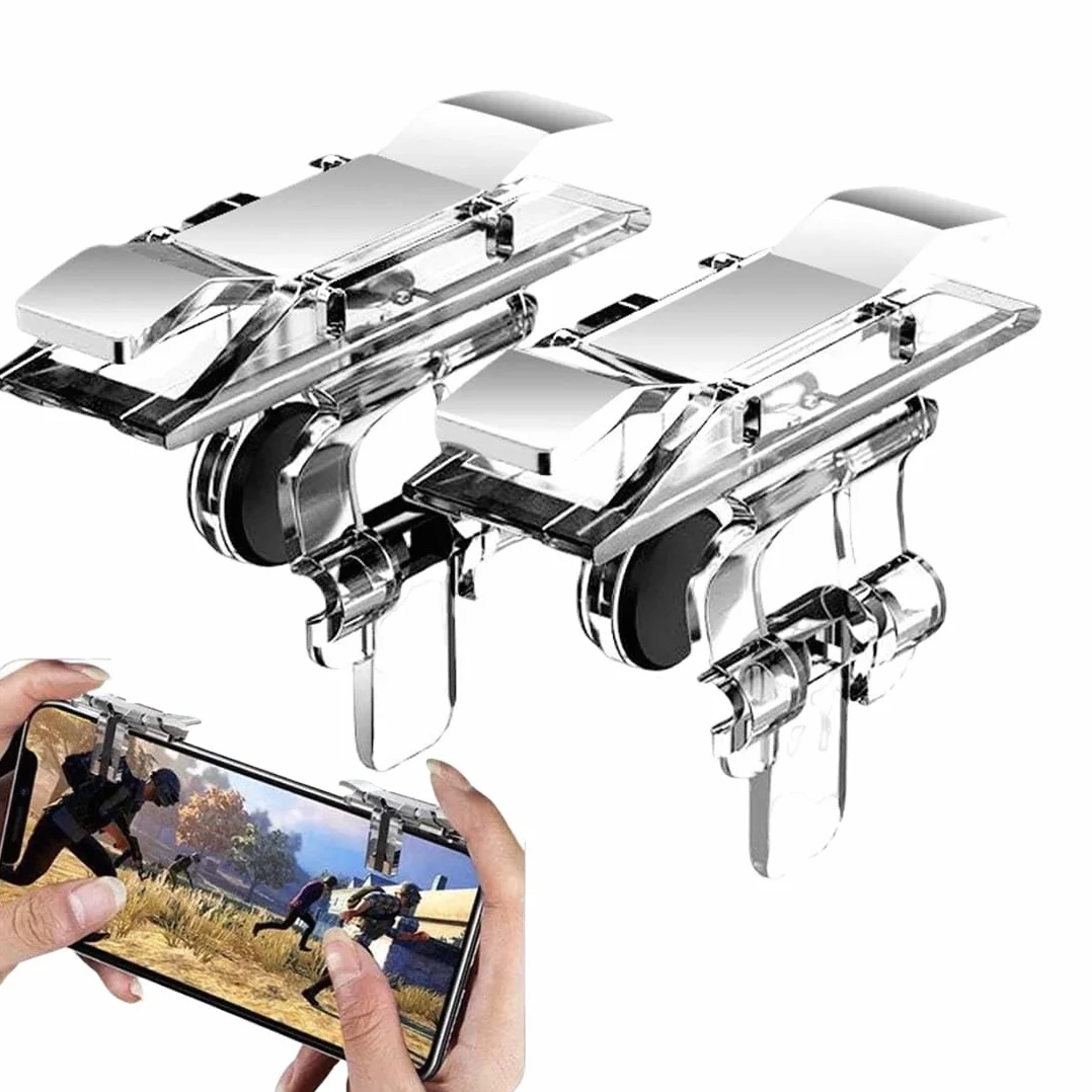 Gaming Déclencheur Mobile Jeu Contrôleur, 1 Paire Viser et Tirer Clés Universel,Gachette Telephone Trigger Accessoires pour PUBG Mobile Call of Duty Compatible