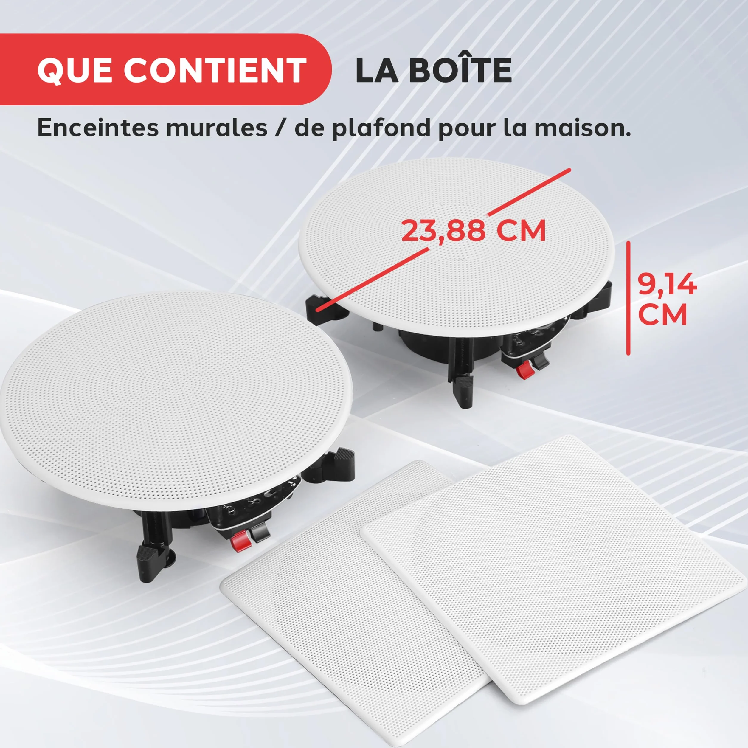 Pyle Enceinte Plafond Murale 20,3 cm Paire Stéréo 2 Voies Gamme Complète Encastrable