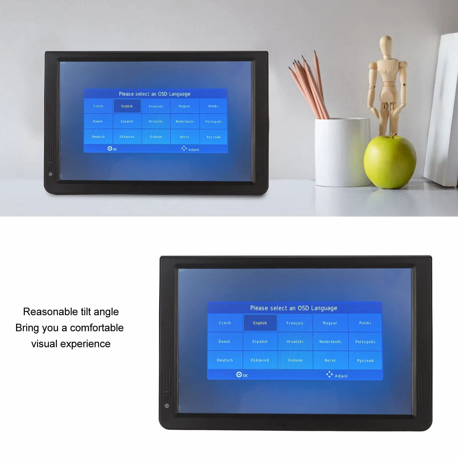 TV Portable 12 Pouces, Télévision Numérique ATSC Rechargeable 1080P TFT LED écran HDMI Lecteur Vidéo, Prise en HDMI, AV, USB, Entrée de Carte TF, pour la Maison, la