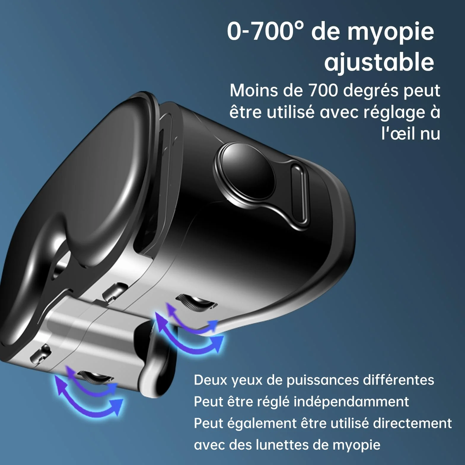 Casque Réalité Virtuelle VR Smartphone avec Manette - Lunettes 3D Ajustables Myopie 0-700° Anti-Lumière Bleue Compatible Android iOS 5-7"