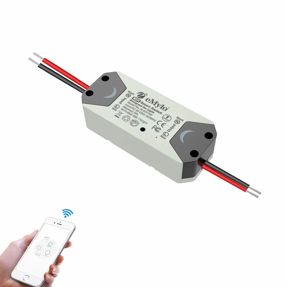 eMylo Commutateur WiFi intelligent Interrupteur d'éclairage universel Smart Home DIY Module de relais sans fil Télécommande Minuterie Commande vocale avec Alexa, Google Home Via Android IOS 1PC