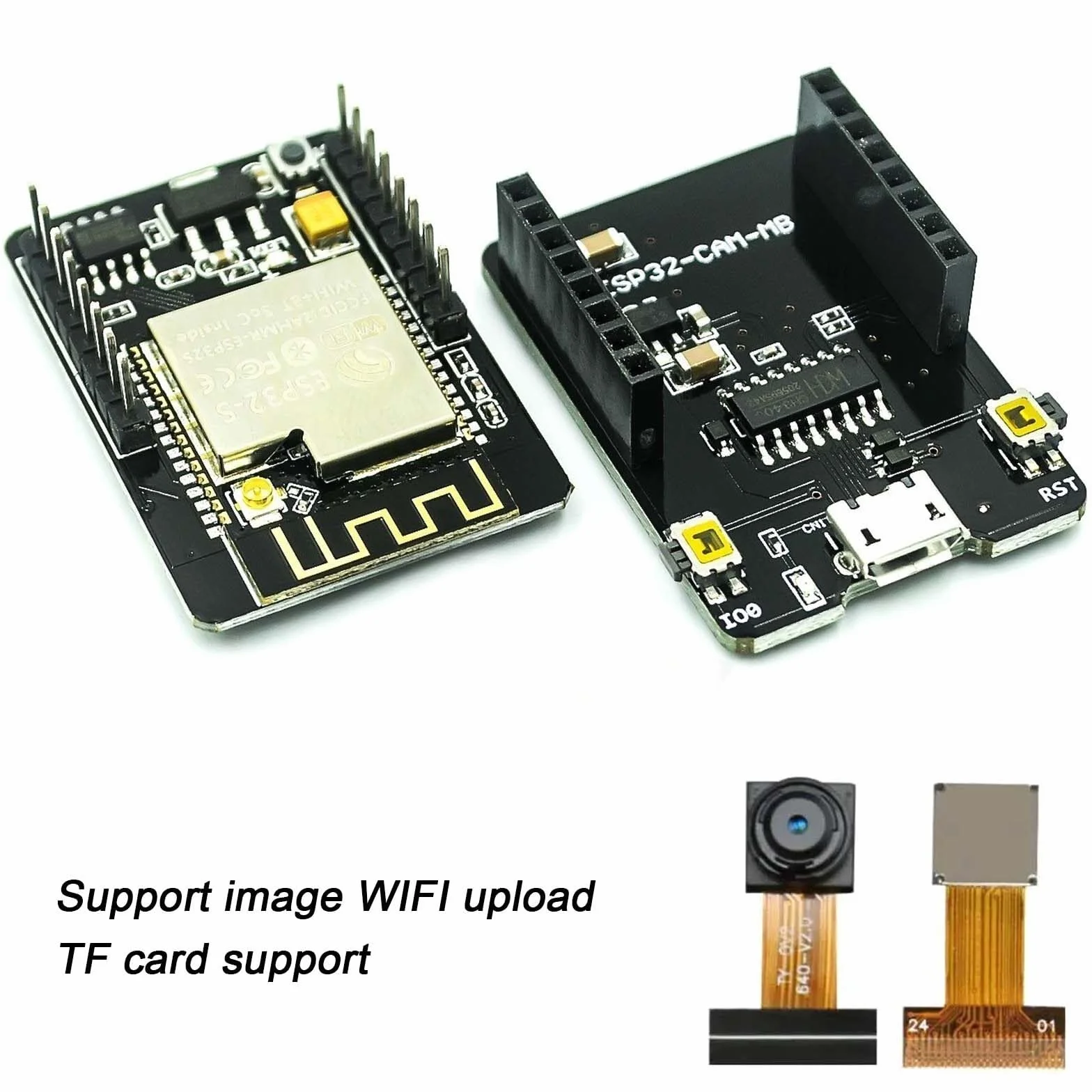 ESP32 CAM MB Lot de 2 cartes de développement Dual Core 240 MHz WiFi Bluetooth OV2640