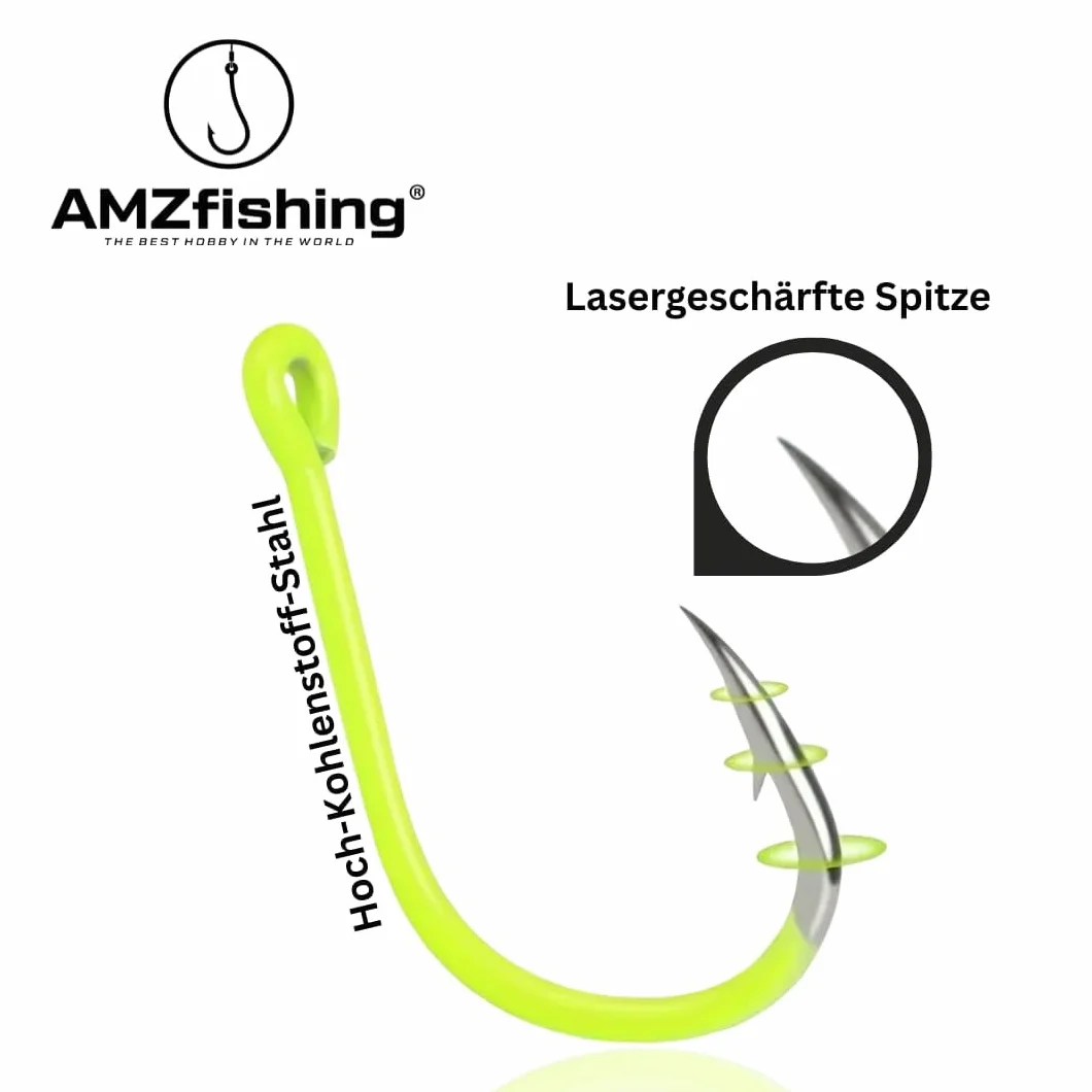 AMZfishing Lot de 20 hameçons à truite aiguisés au laser actifs UV