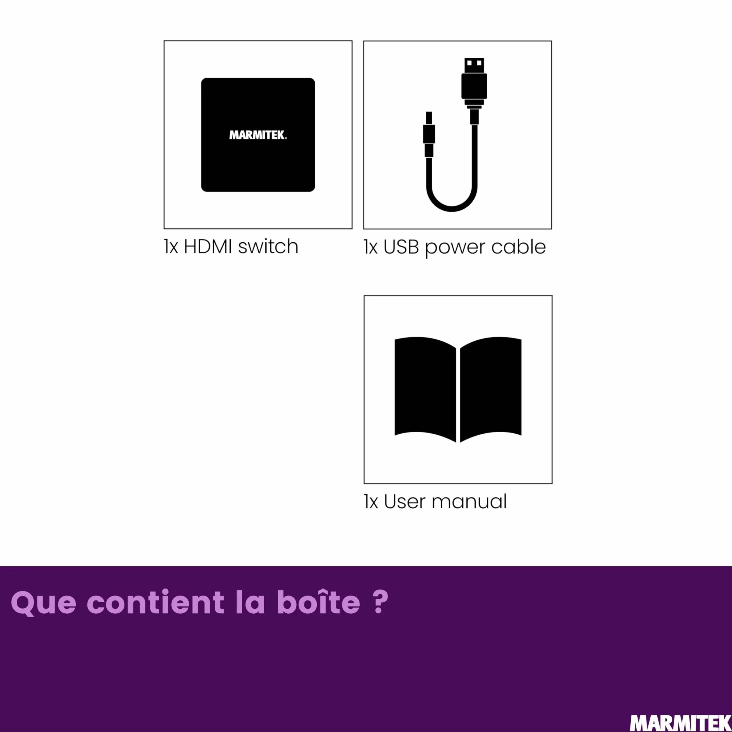 Marmitek Connect 720 - Switch HDMI 8K60-4K120 Gaming - HDMI 2.1 2 entrées 1 Sortie - 48 Gbit/s VRR ALLM QMS QFT - Commutation Automatique - Dolby Vision HDR10+