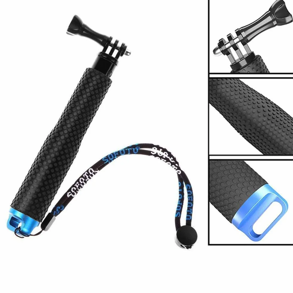 19-49 cm Stick Selfie étanche, Telescopic Pole, Bâton de Selfie étanche en Aluminium Caoutchouté Extensible, Adapté pour GoPro3 + / 4/3/2/5, 19 Pouces, pour plongée, l'escalade, Plein air, Surf