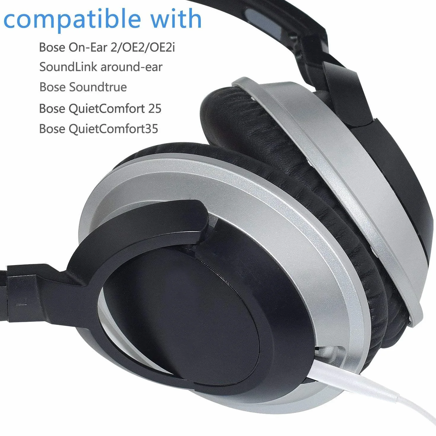 Câble de remplacement audio stéréo pour casque Bose oe2 / oe2i / AE2 / QC25 QC35, connecteur 3,5 mm – 2,5 mm (Blanc)
