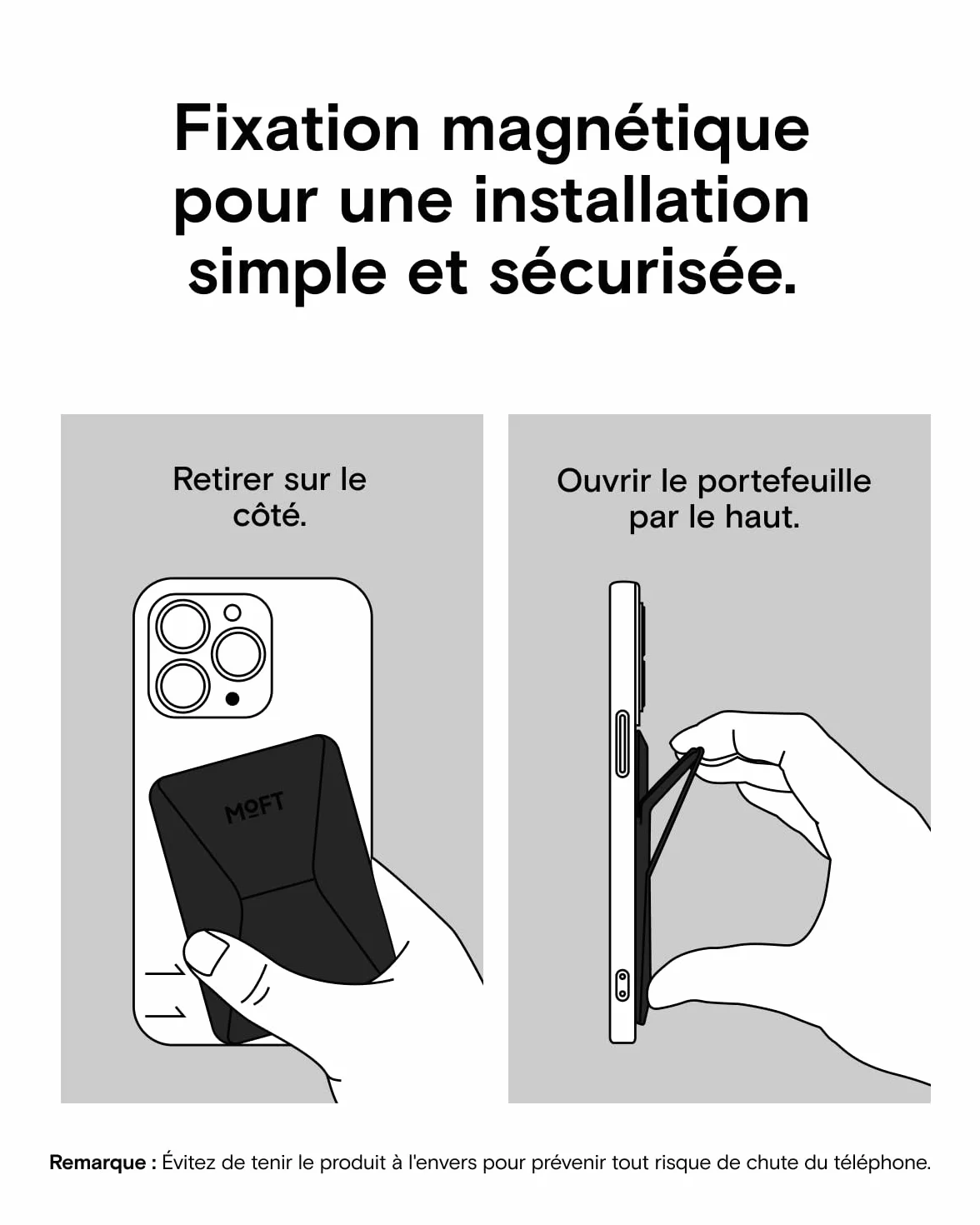MOFT Porte-Carte Magsafe Cuir Végan iPhone 17/16/15/14/13/12 Support Téléphone 3 Modes Noir