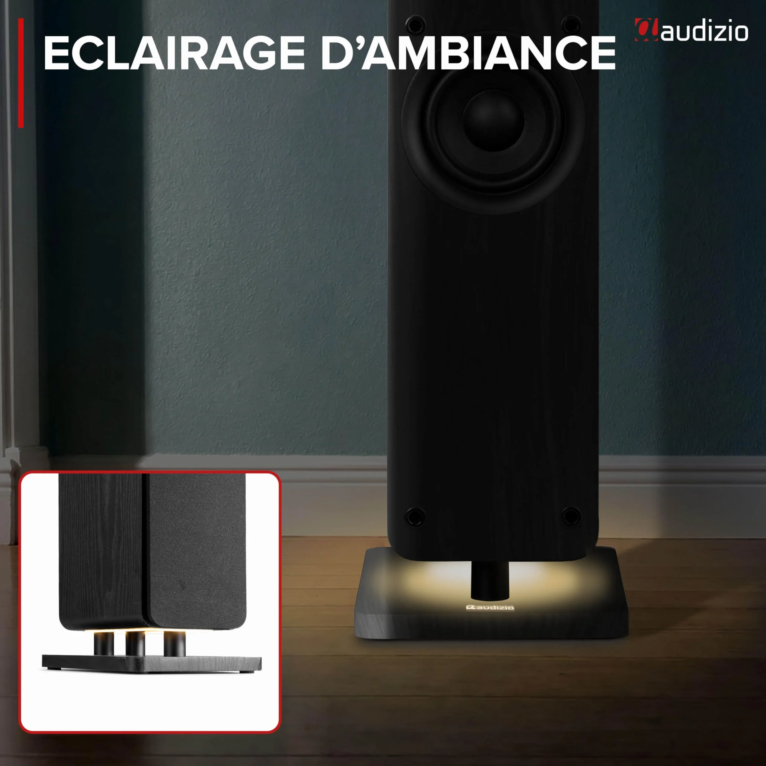 Audizio ARCO Tour de Son Hi-FI Stéréo 320W Noire - Pack Enceintes Colonnes Active + Passive avec BT, USB et Optique Tour de Son Design pour Salon, TV et Musique