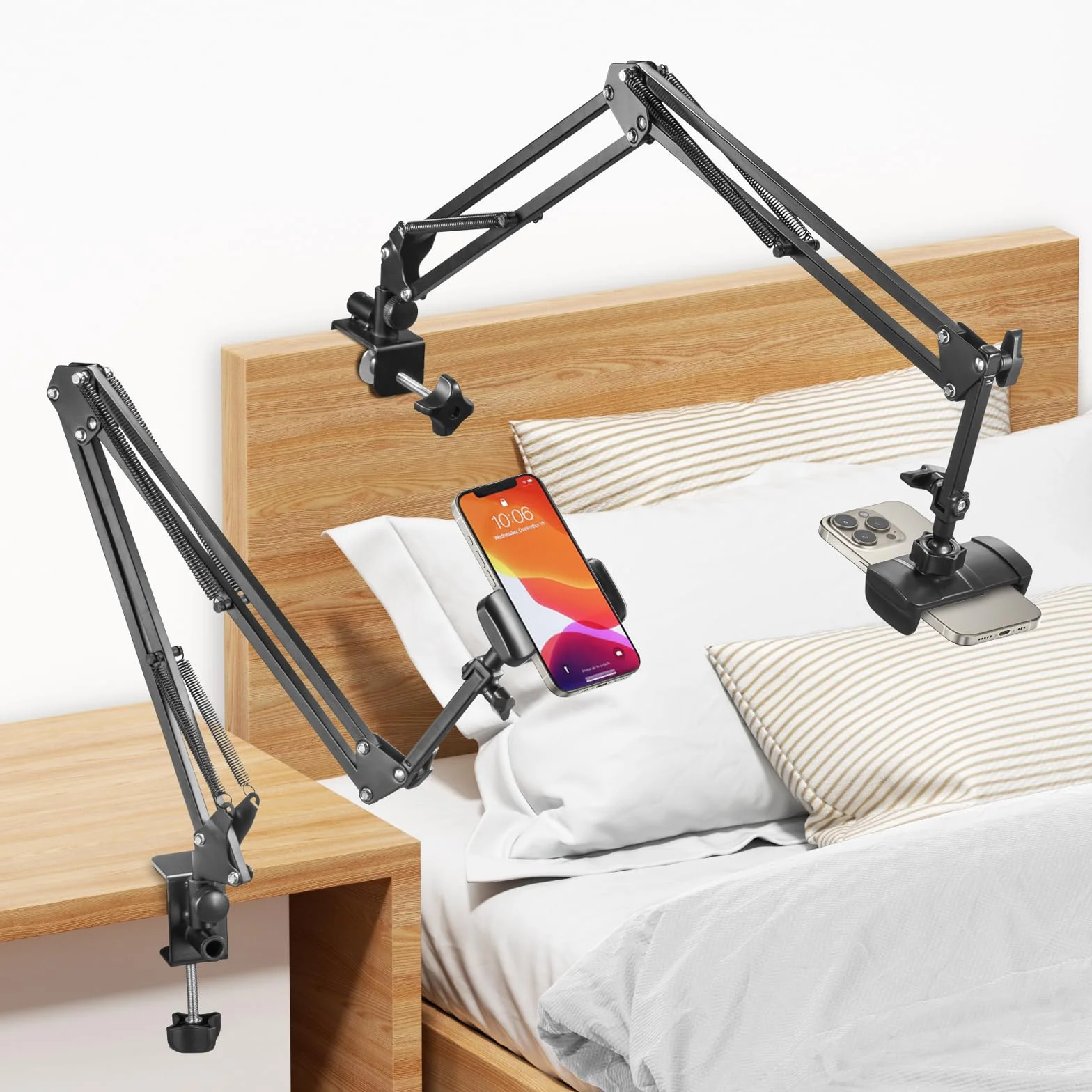 Support de téléphone portable pour lit Bras long flexible pour iPhone 15, 14, Pro Max, SE, 13, 12, 11, X, XS, 8, 7, Galaxy S23, S22, et smartphones de 4 à 7