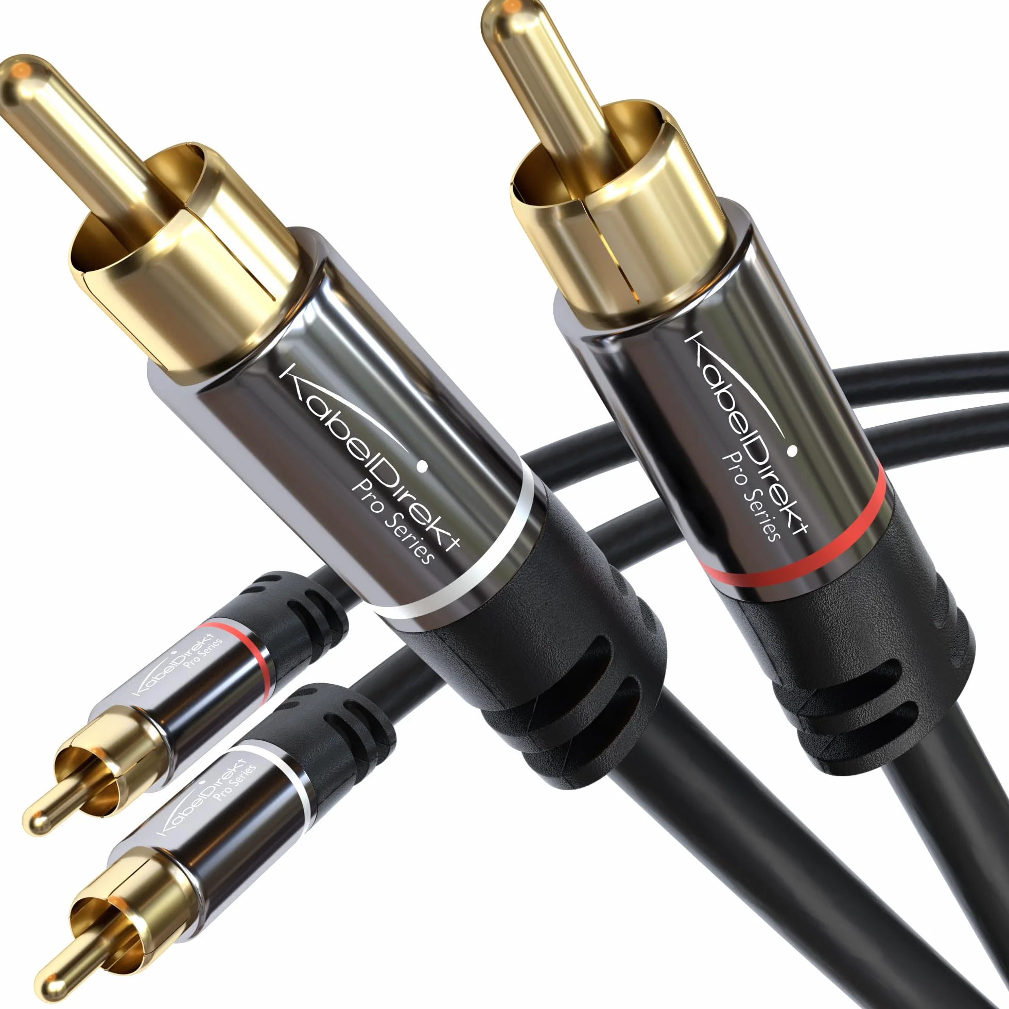KabelDirekt – Câble RCA 0,5m, câble audio stéréo 2 x 2 Cinch particulièrement résistant et d'une qualité sonore brillante (coaxial RCA/HiFi & Home Cinéma, analogique et numérique)