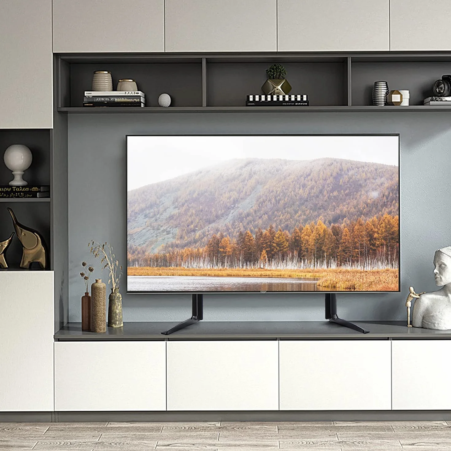 RFIVER Support TV Pieds Place sur Meuble Télé Elévateur Hauteur Adjustable pour LCD LED OLED ALED Ecran 20 à 65 Pouces VESA jusqu'à 800 x 500 mm